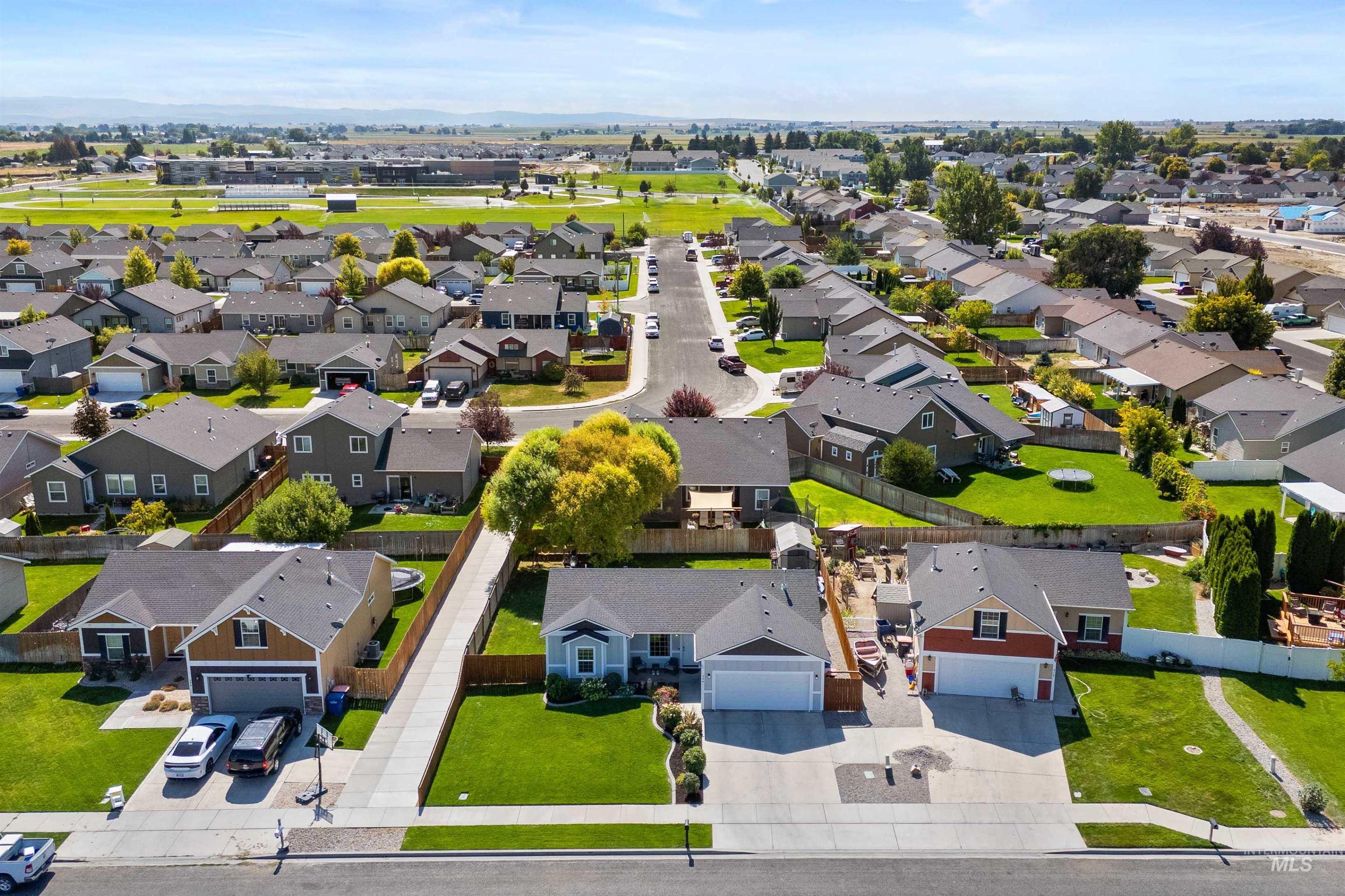 Aerial perspective of suburban area