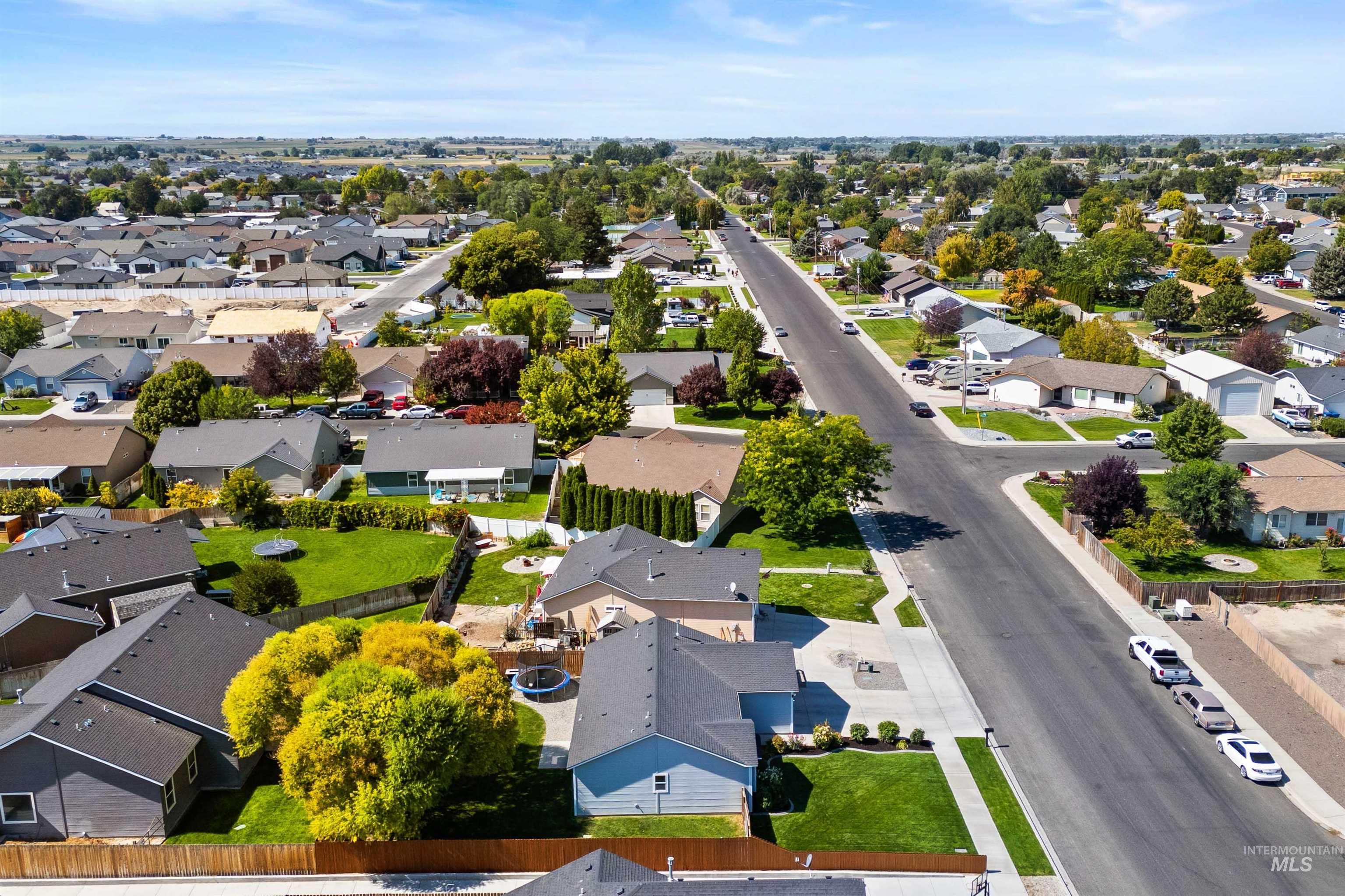Aerial perspective of suburban area