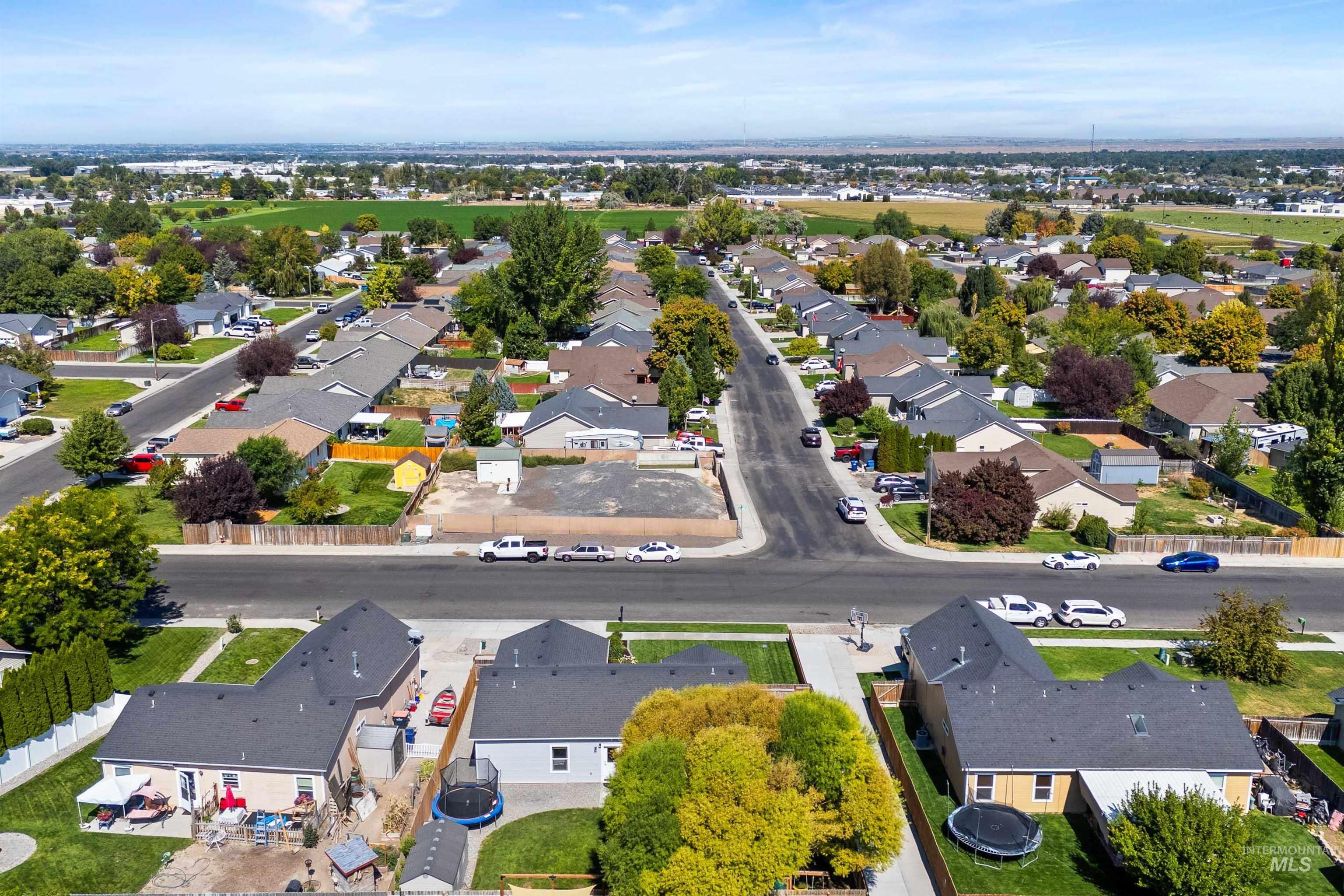 Aerial perspective of suburban area