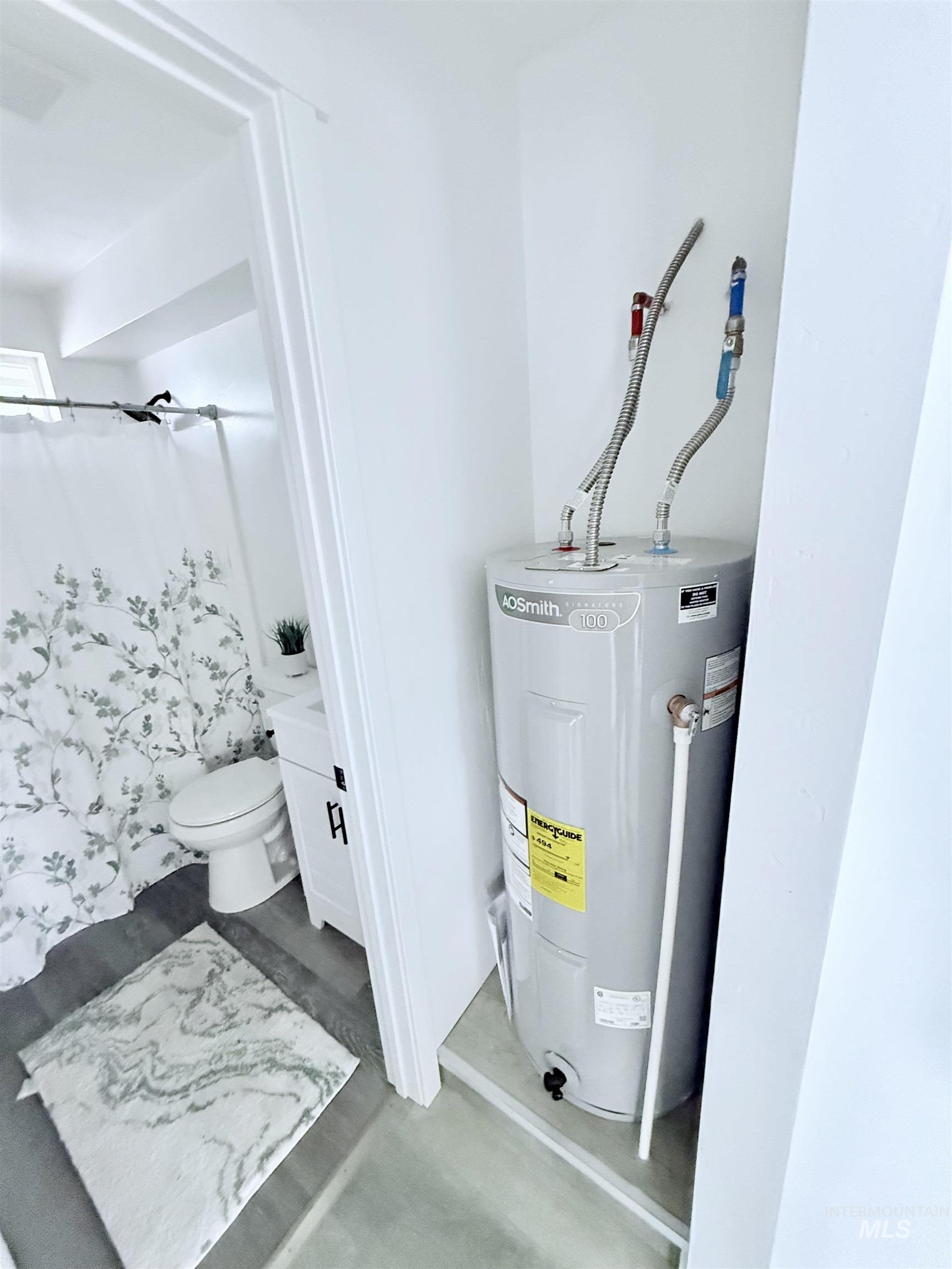 Utility room featuring electric water heater