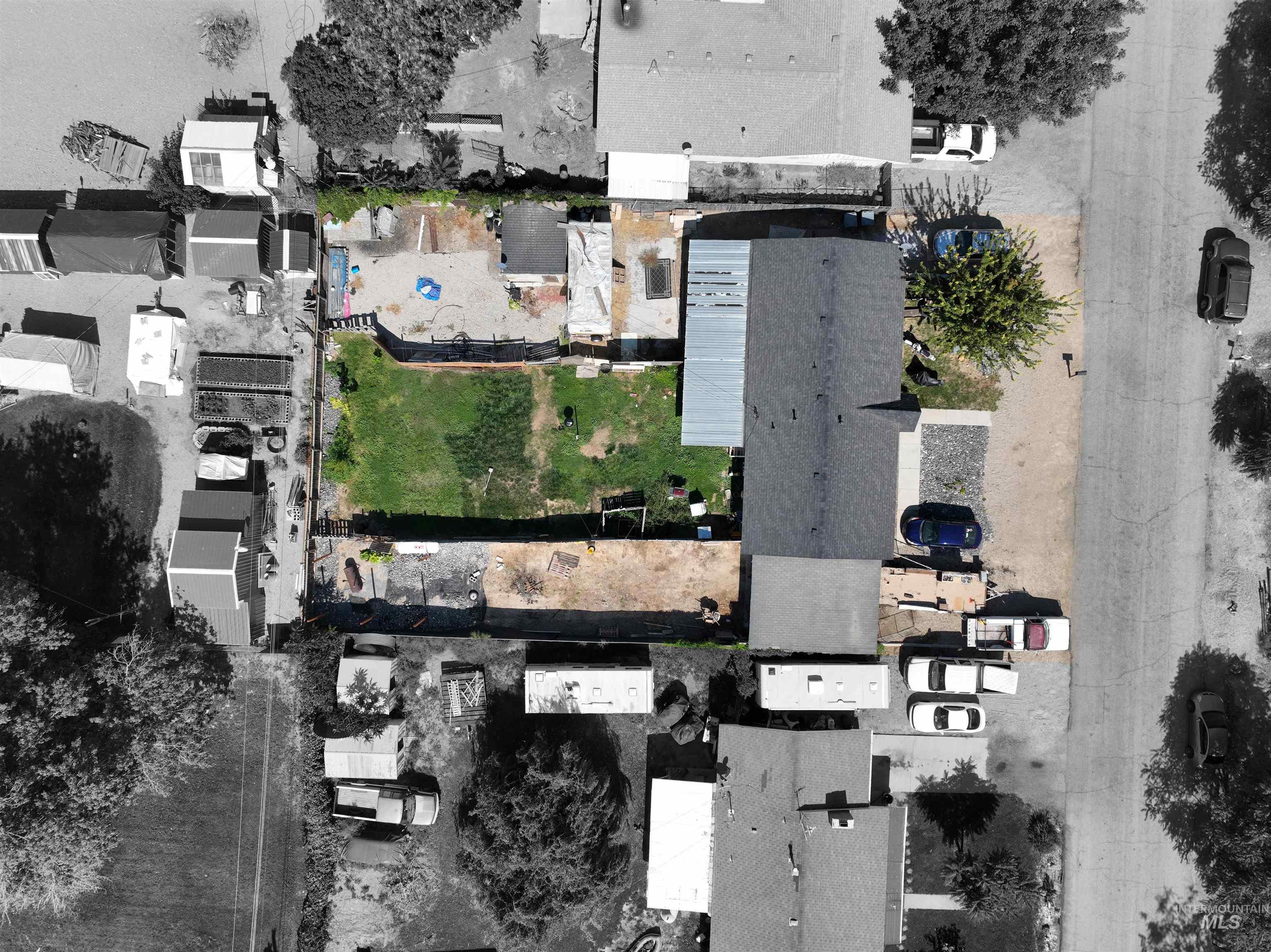 Aerial perspective of suburban area