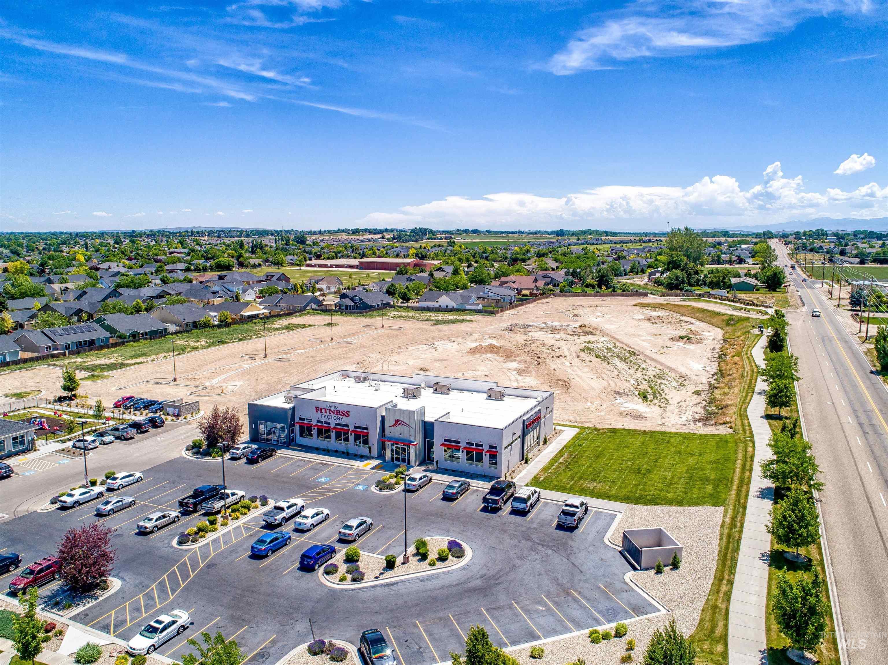 Drone / aerial view of a commercial area