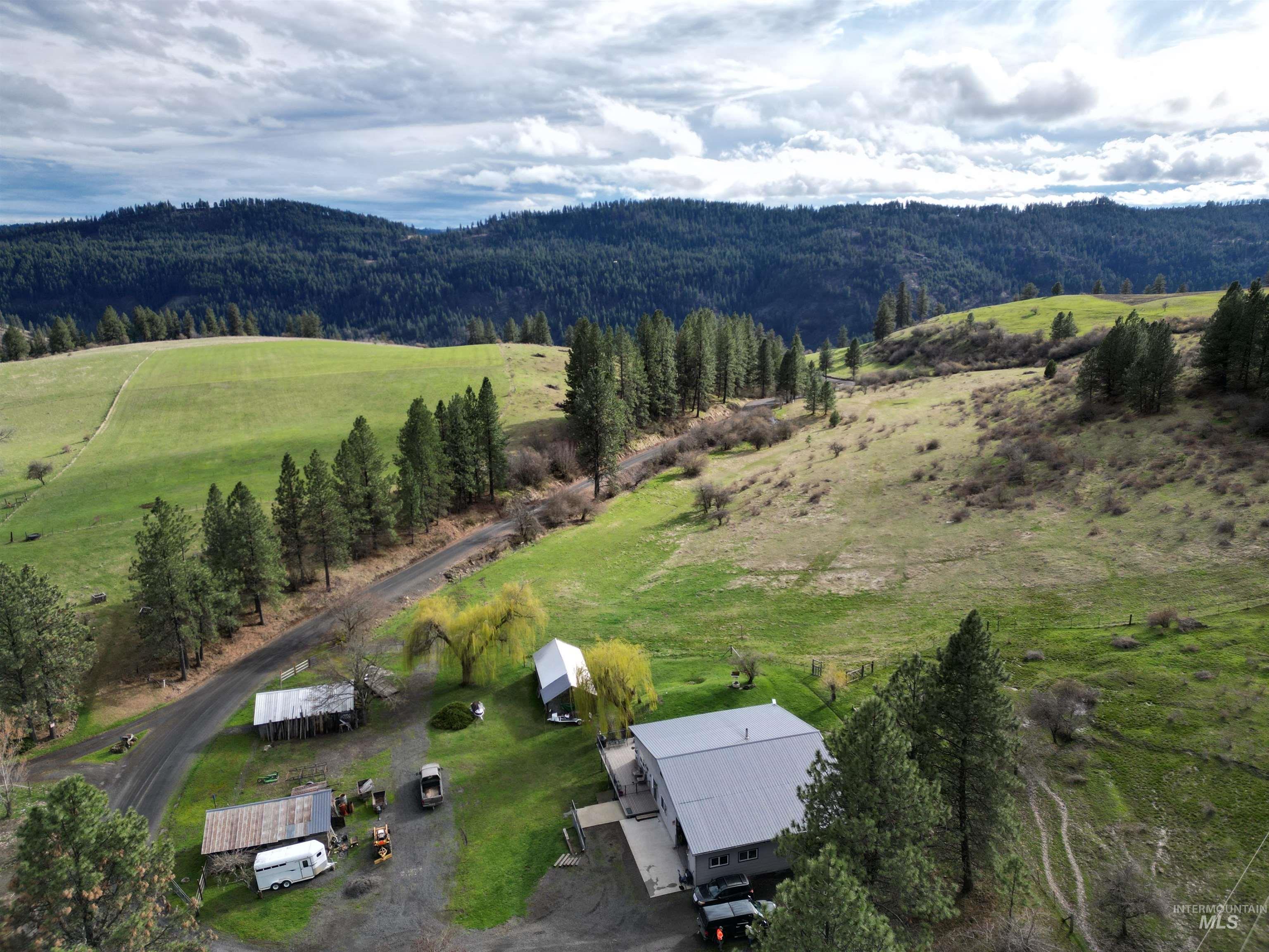 Aerial view of property's location with rural landscape