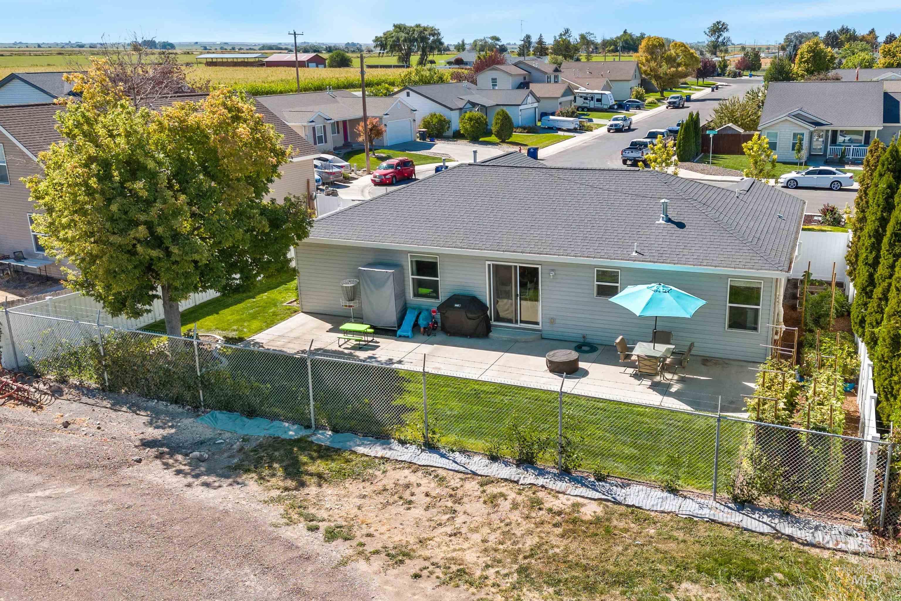 Aerial perspective of suburban area