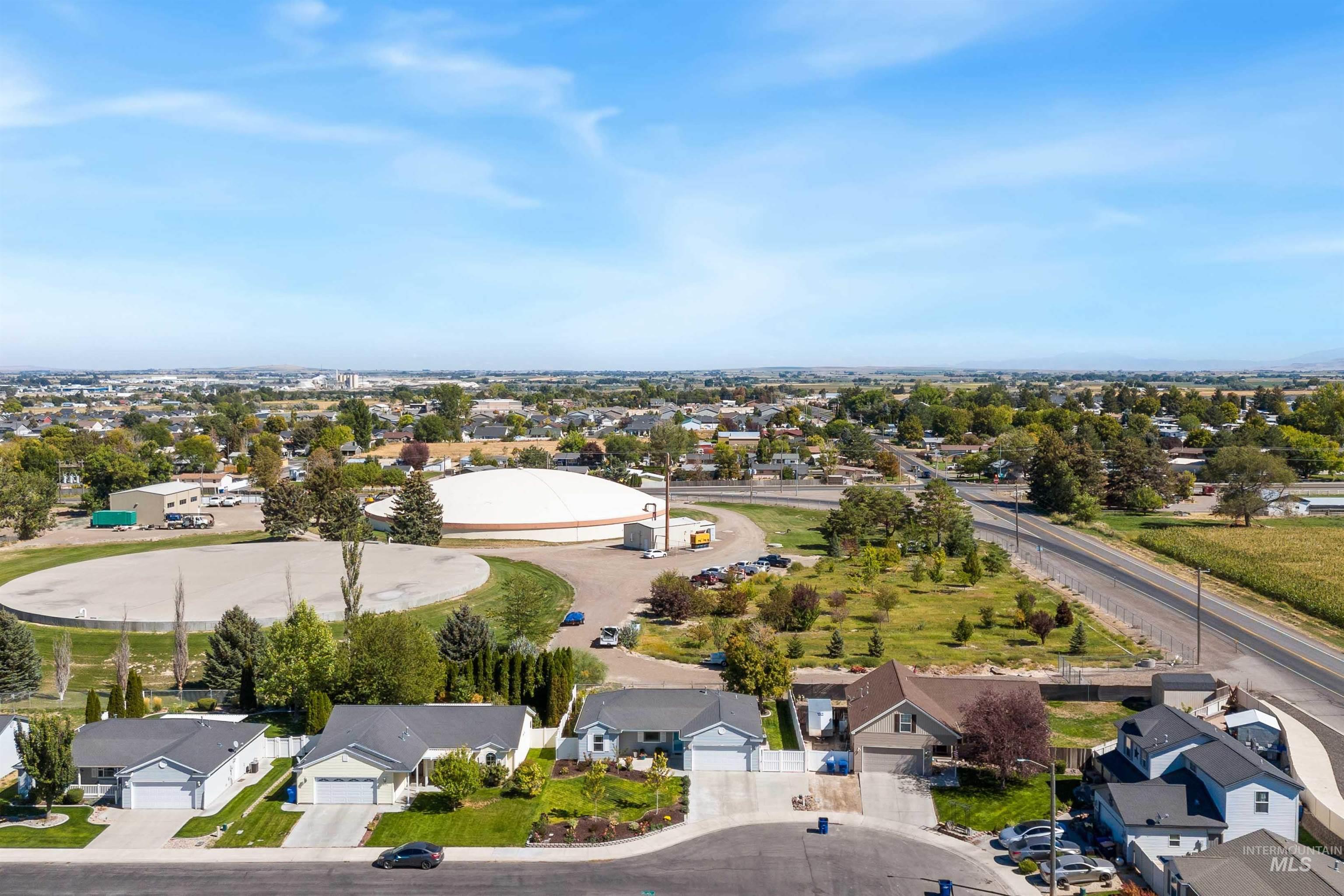 Aerial perspective of suburban area