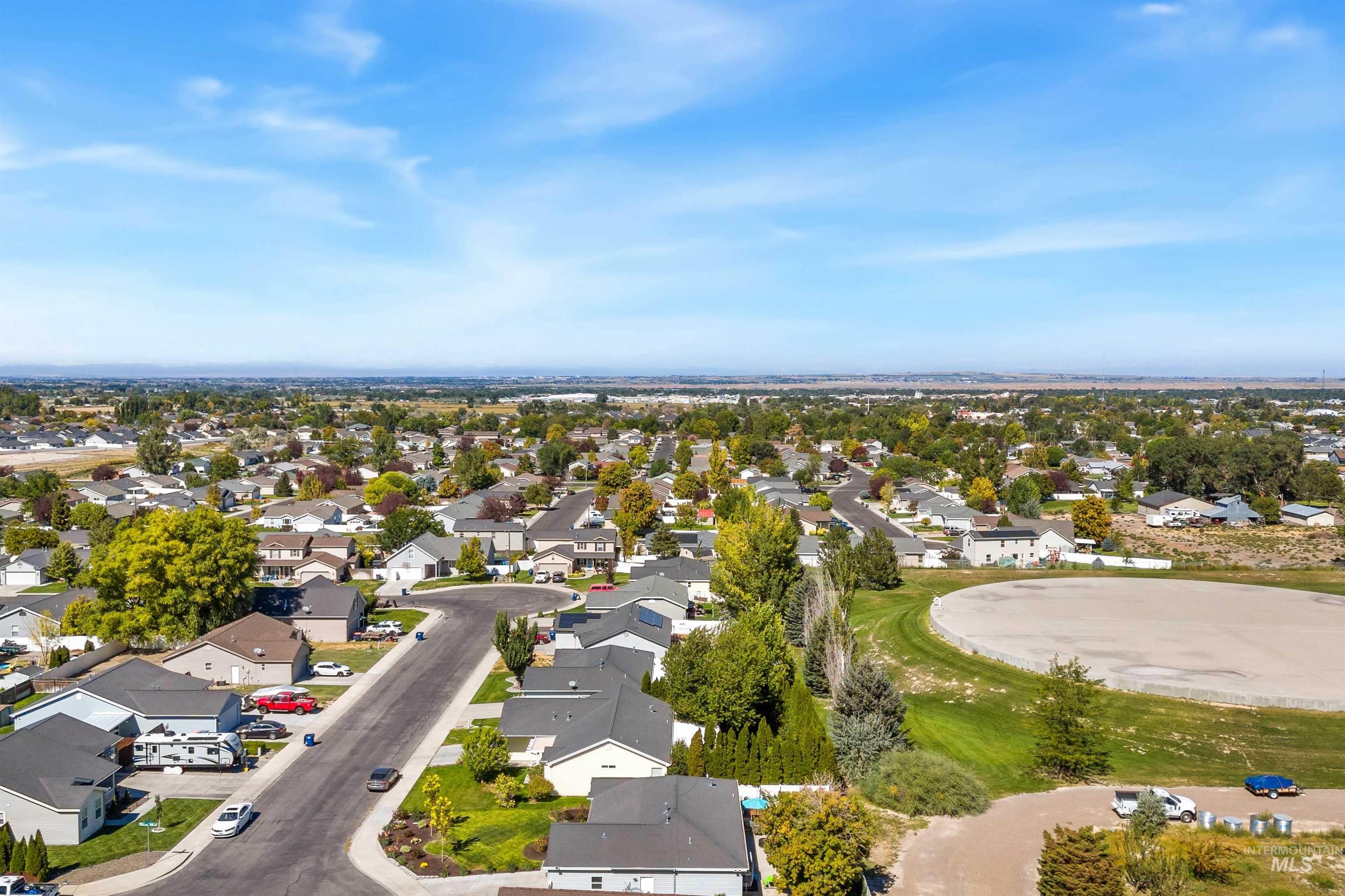 Aerial view of residential area