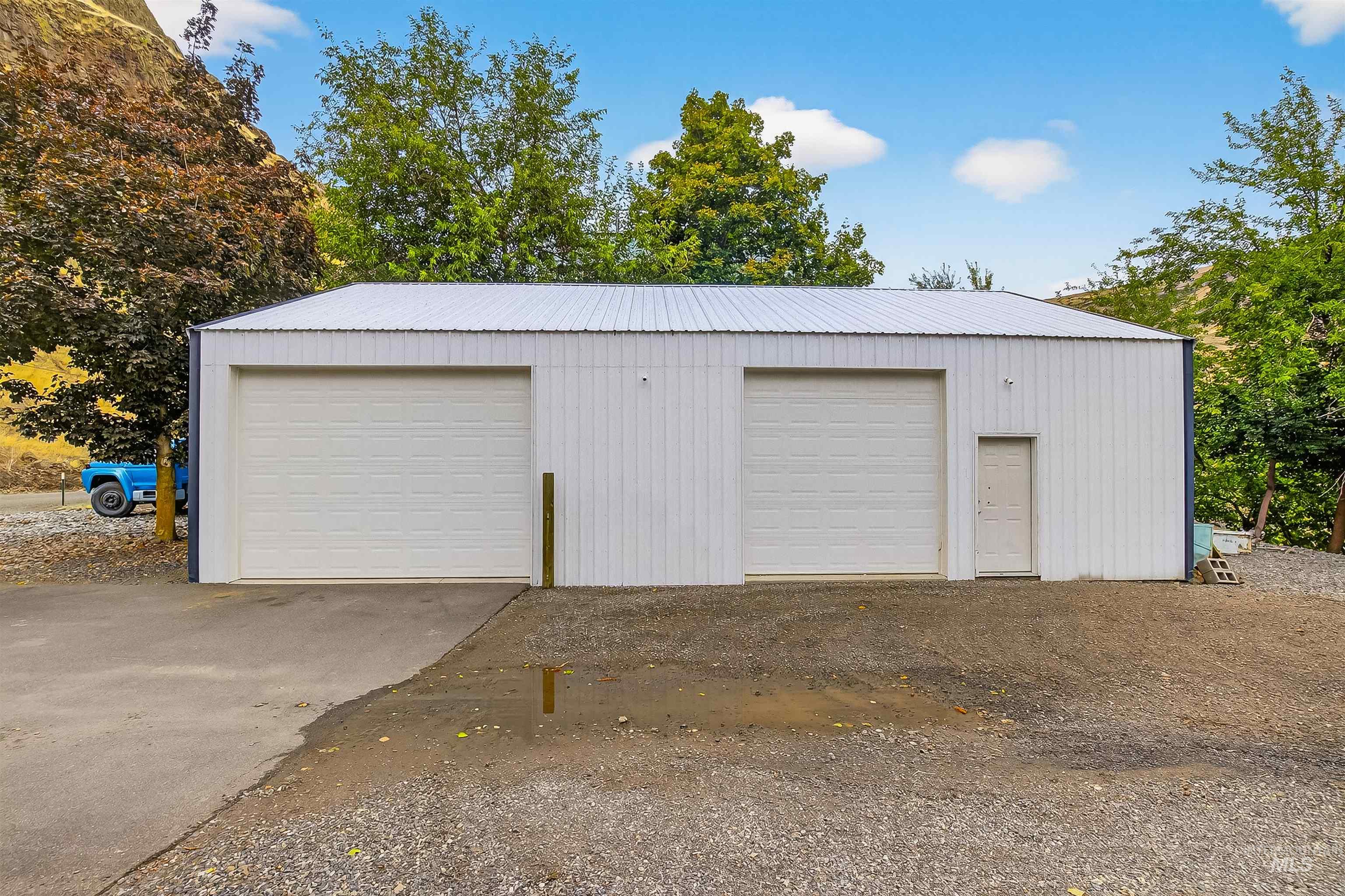 View of detached garage