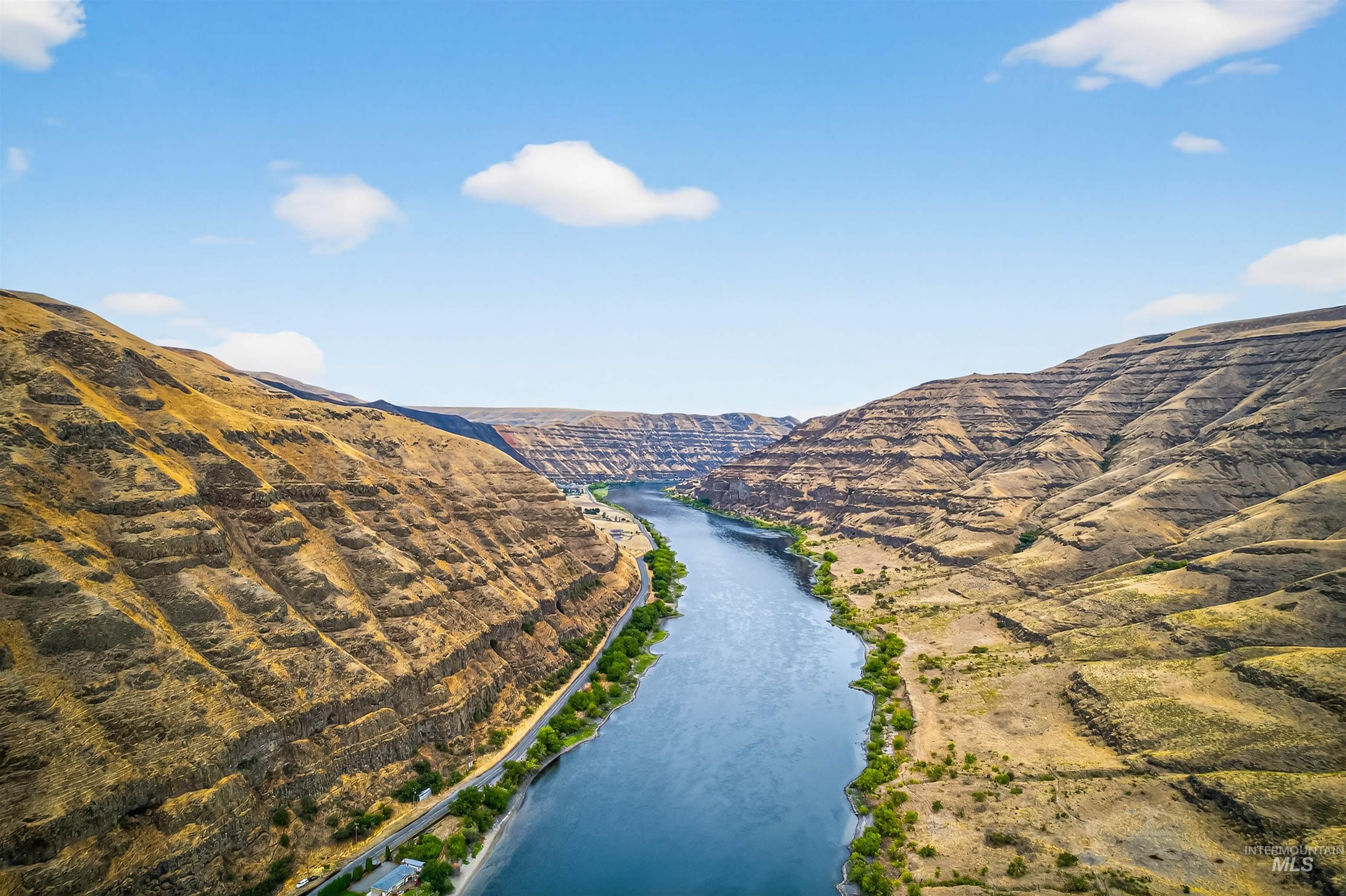 Aerial view of a nearby body of water