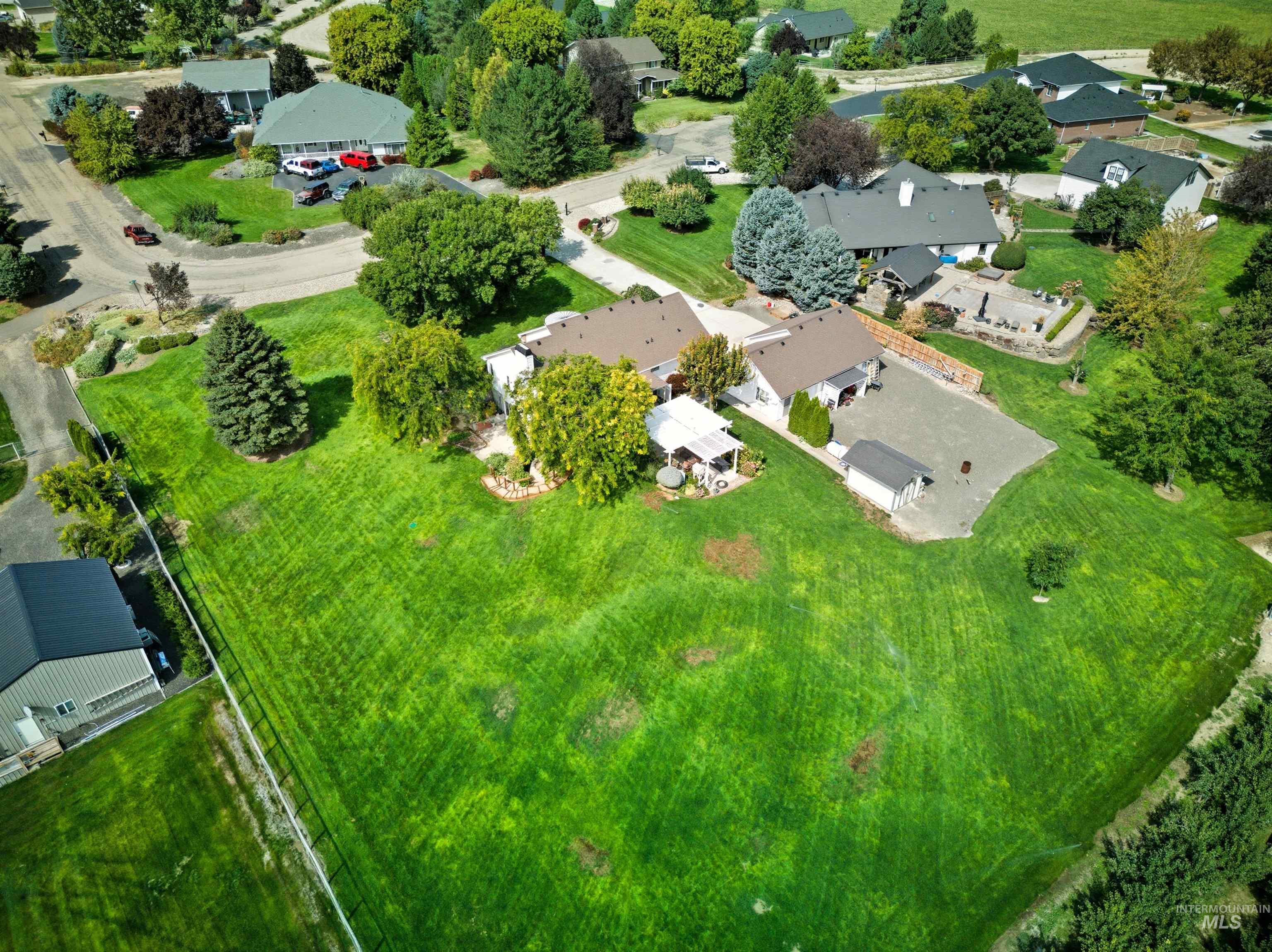Aerial perspective of suburban area