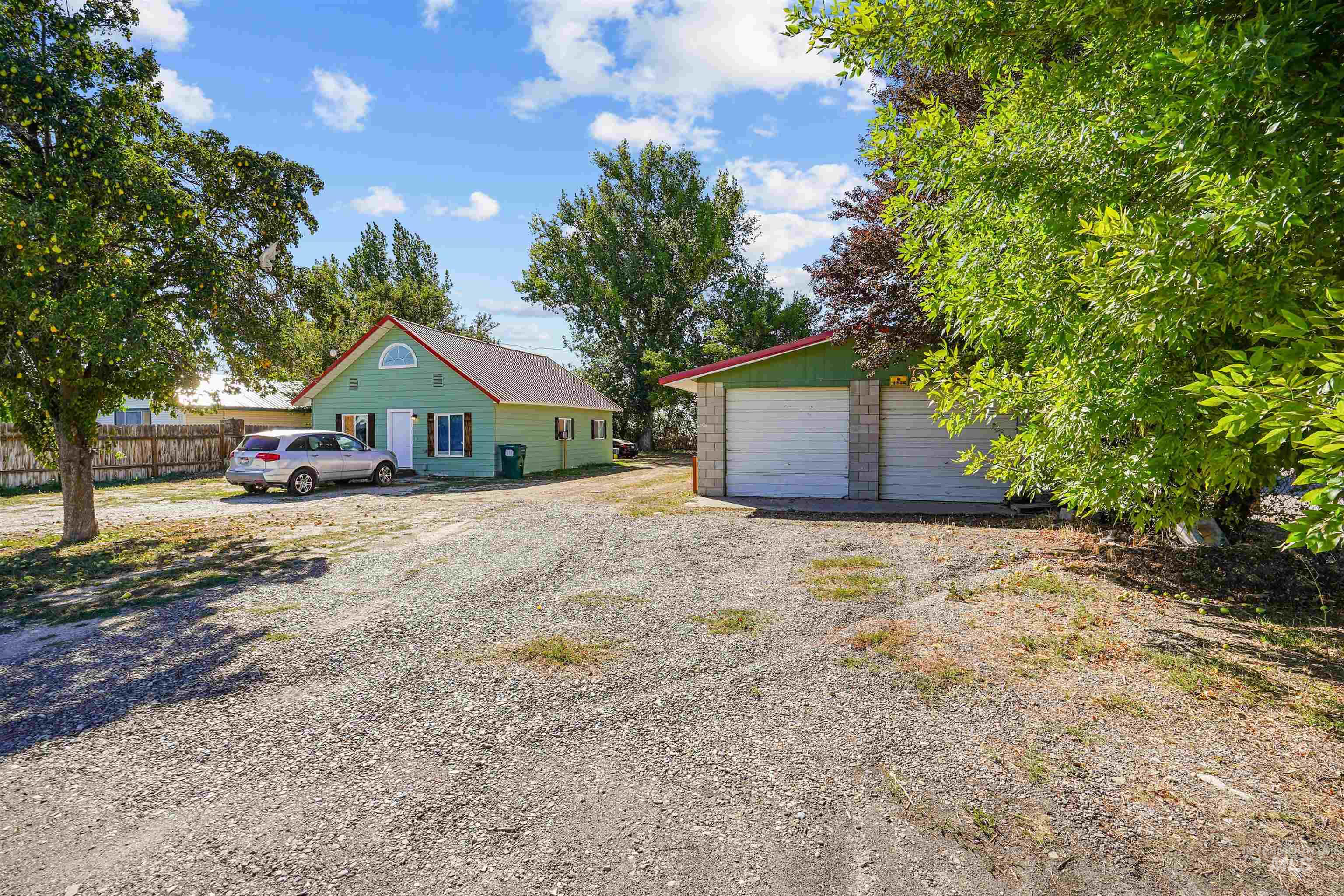 View of detached garage