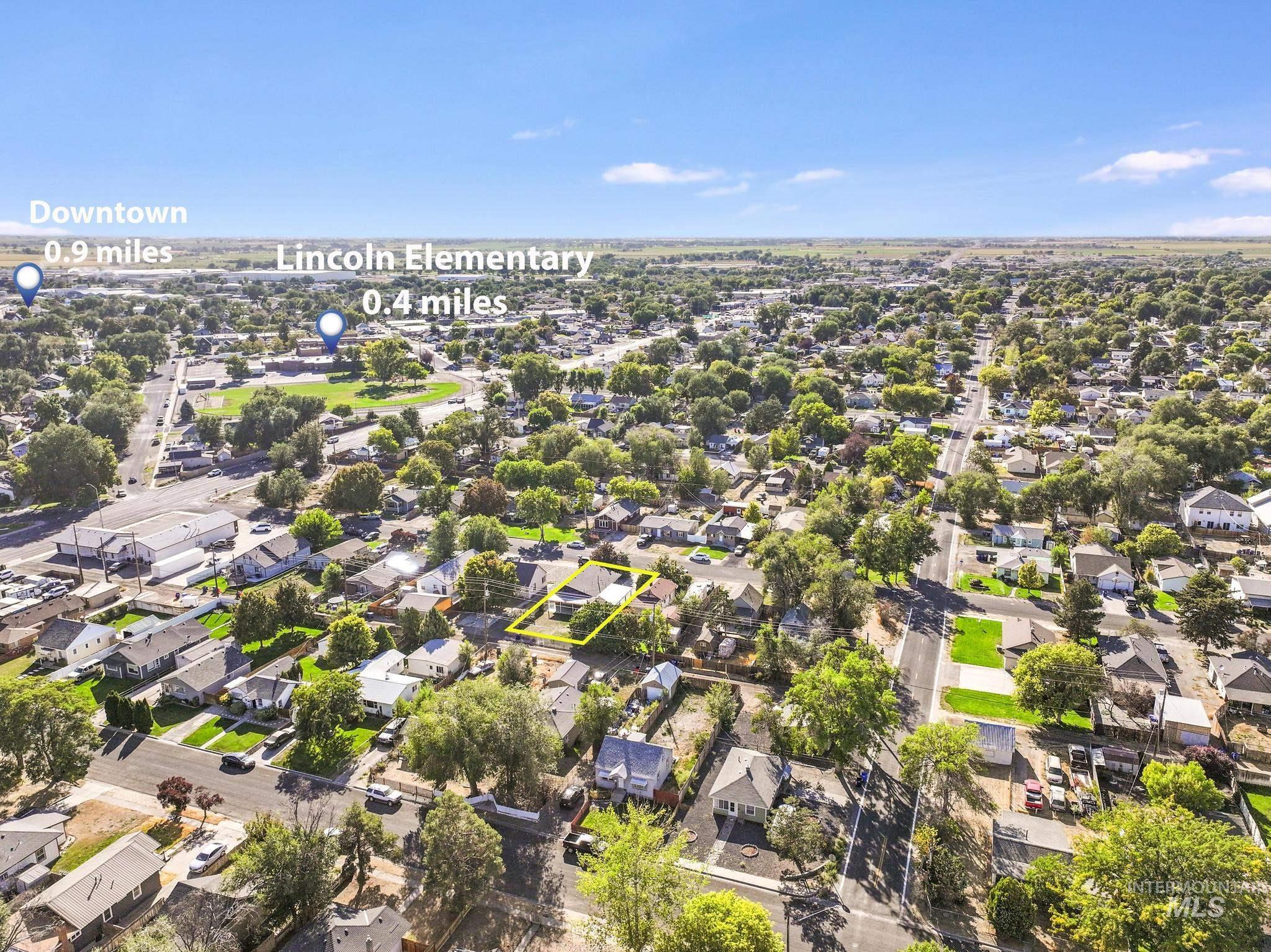 Aerial perspective of suburban area