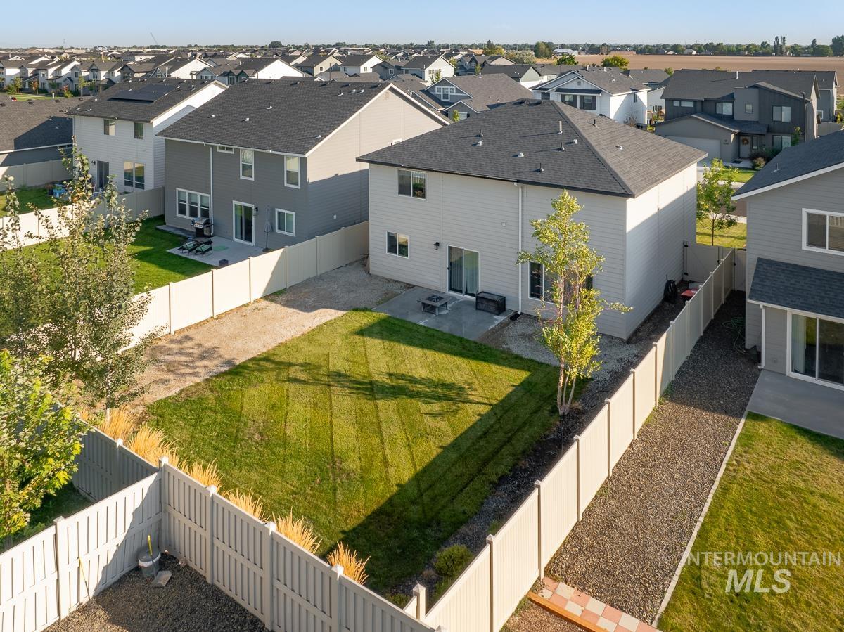 Aerial perspective of suburban area