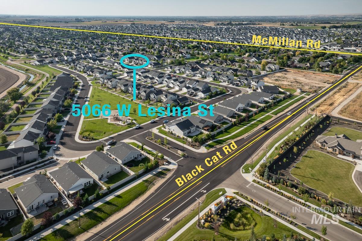 Aerial view of residential area
