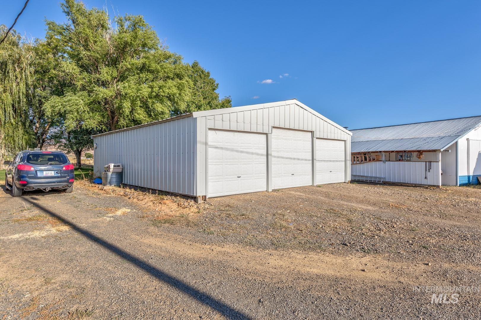 View of detached garage
