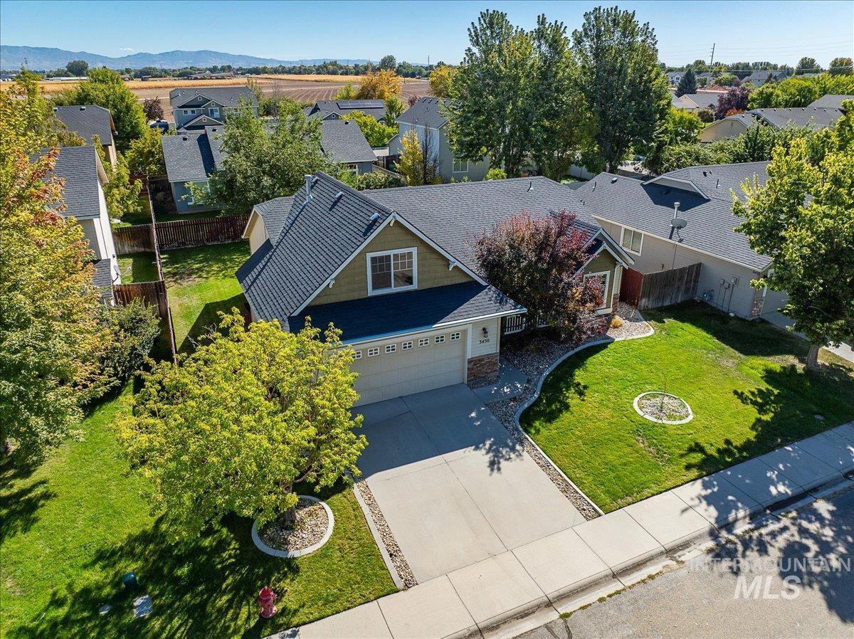 Aerial view of residential area