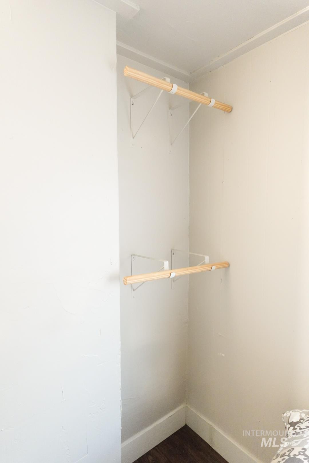 Spacious closet featuring dark wood-type flooring