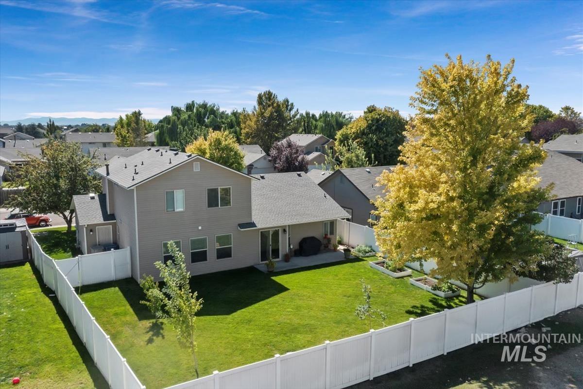 Aerial view of backyard