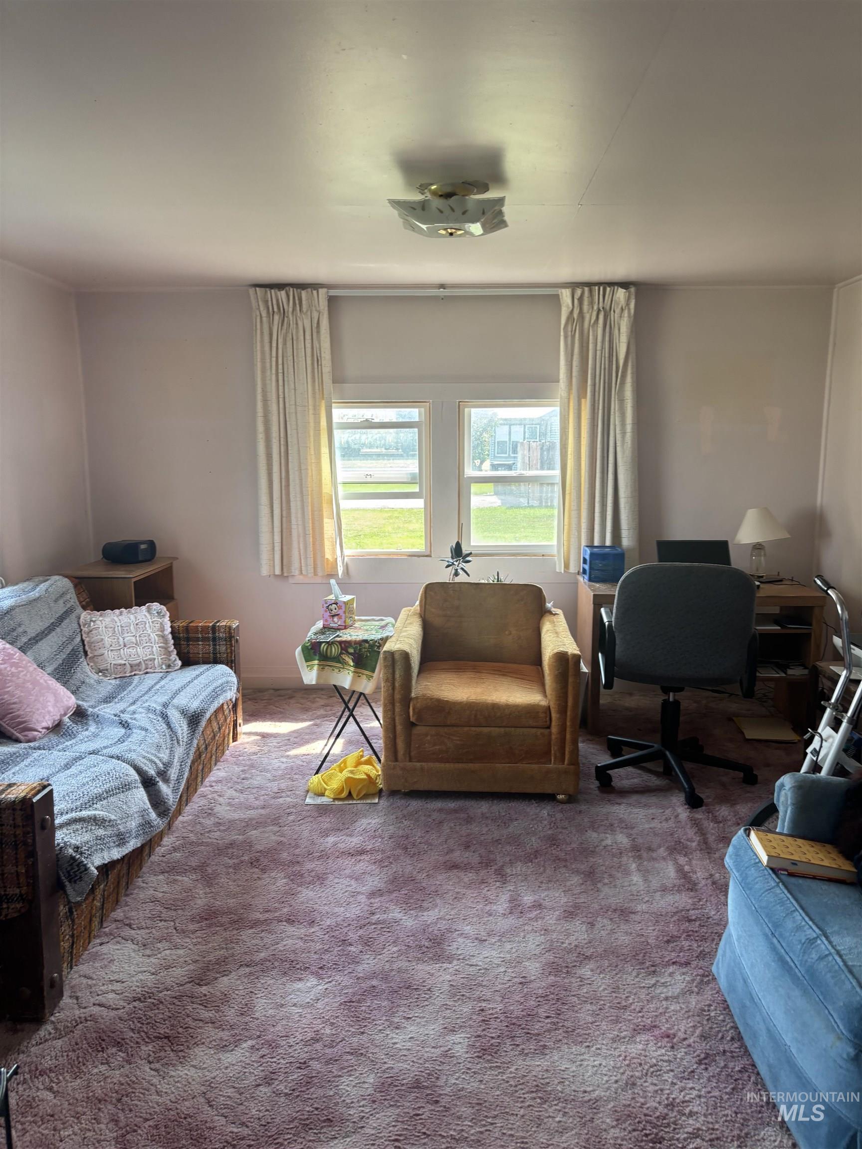 View of carpeted living area