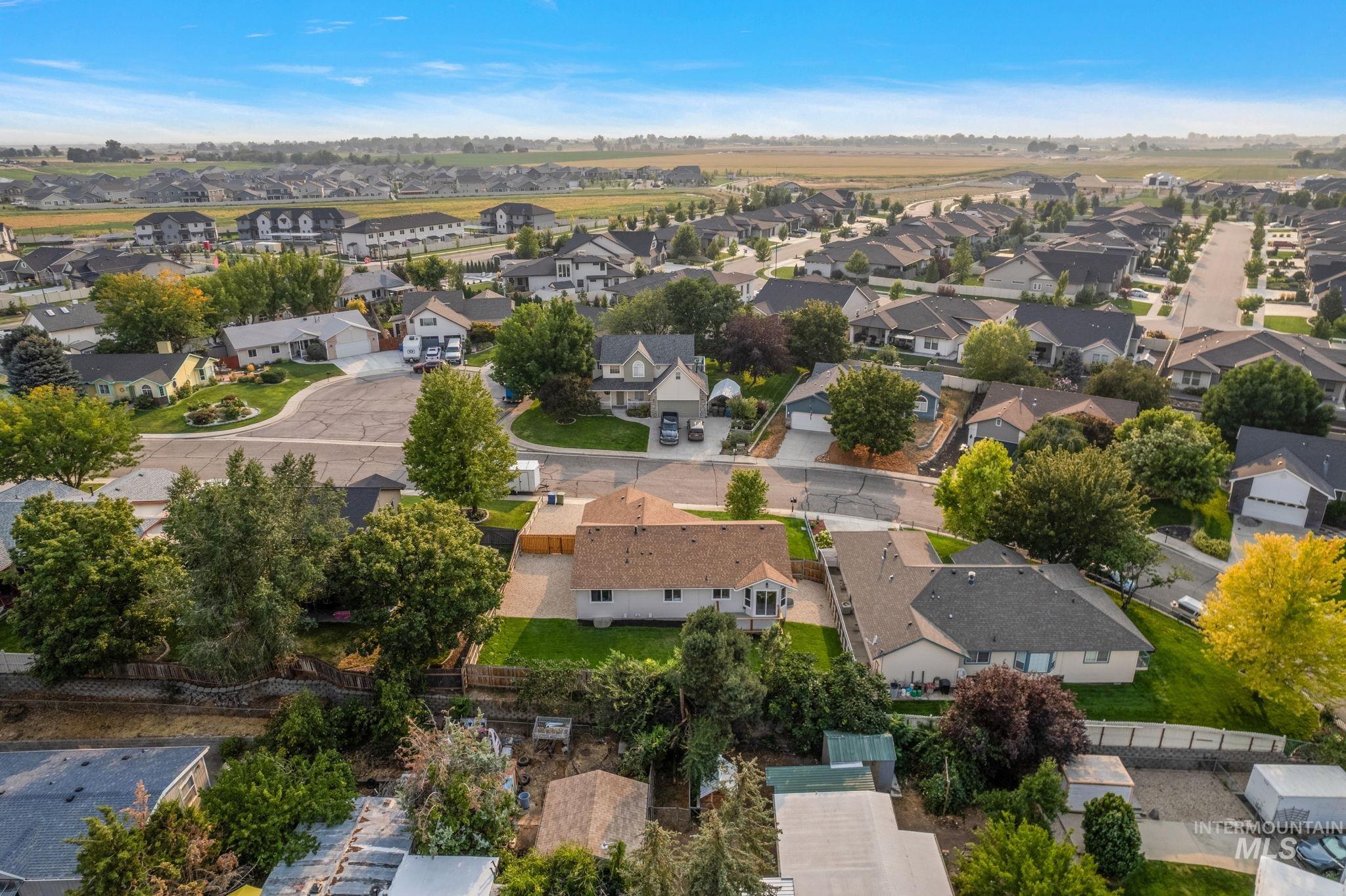 Aerial perspective of suburban area