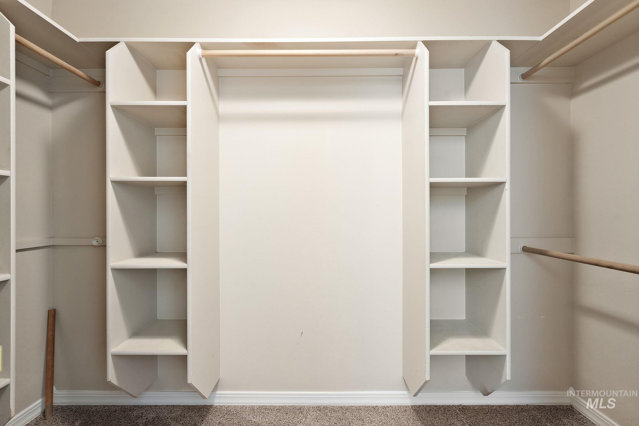 Spacious closet featuring carpet flooring
