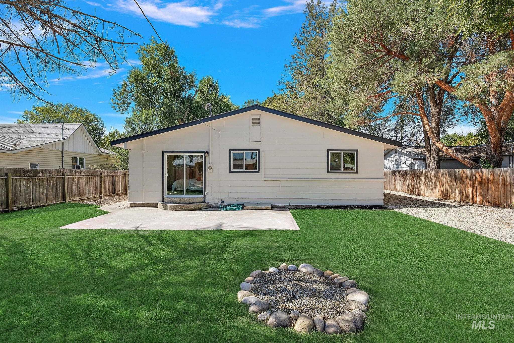 Back of property with a patio area and a fenced backyard
