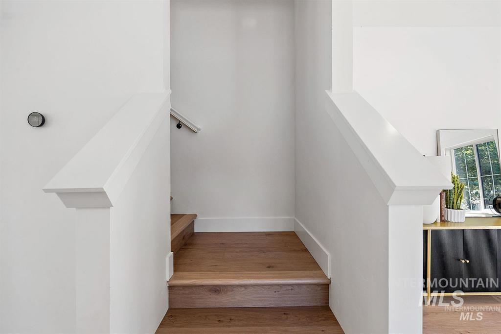 Stairs with wood finished floors