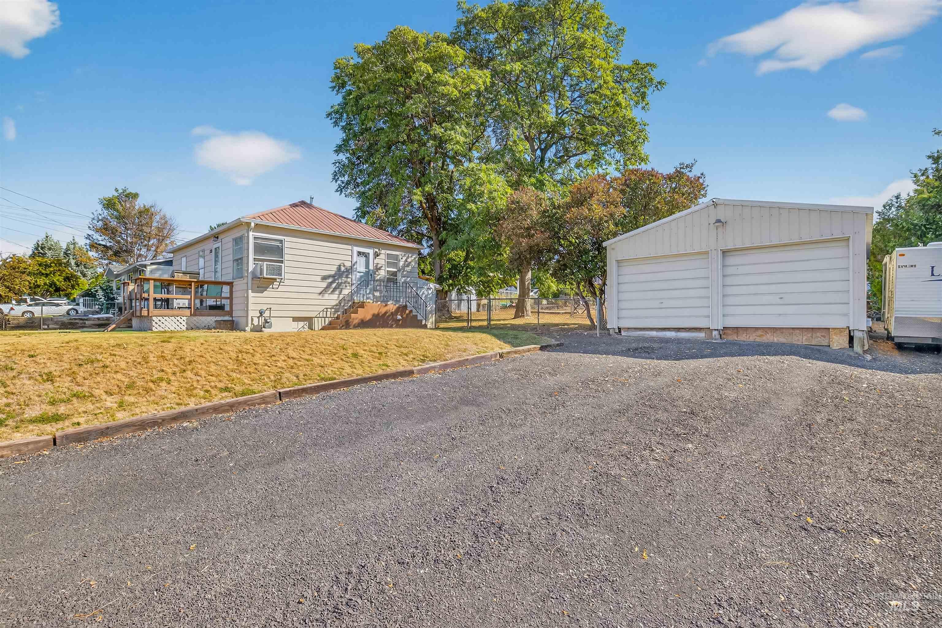 View of detached garage