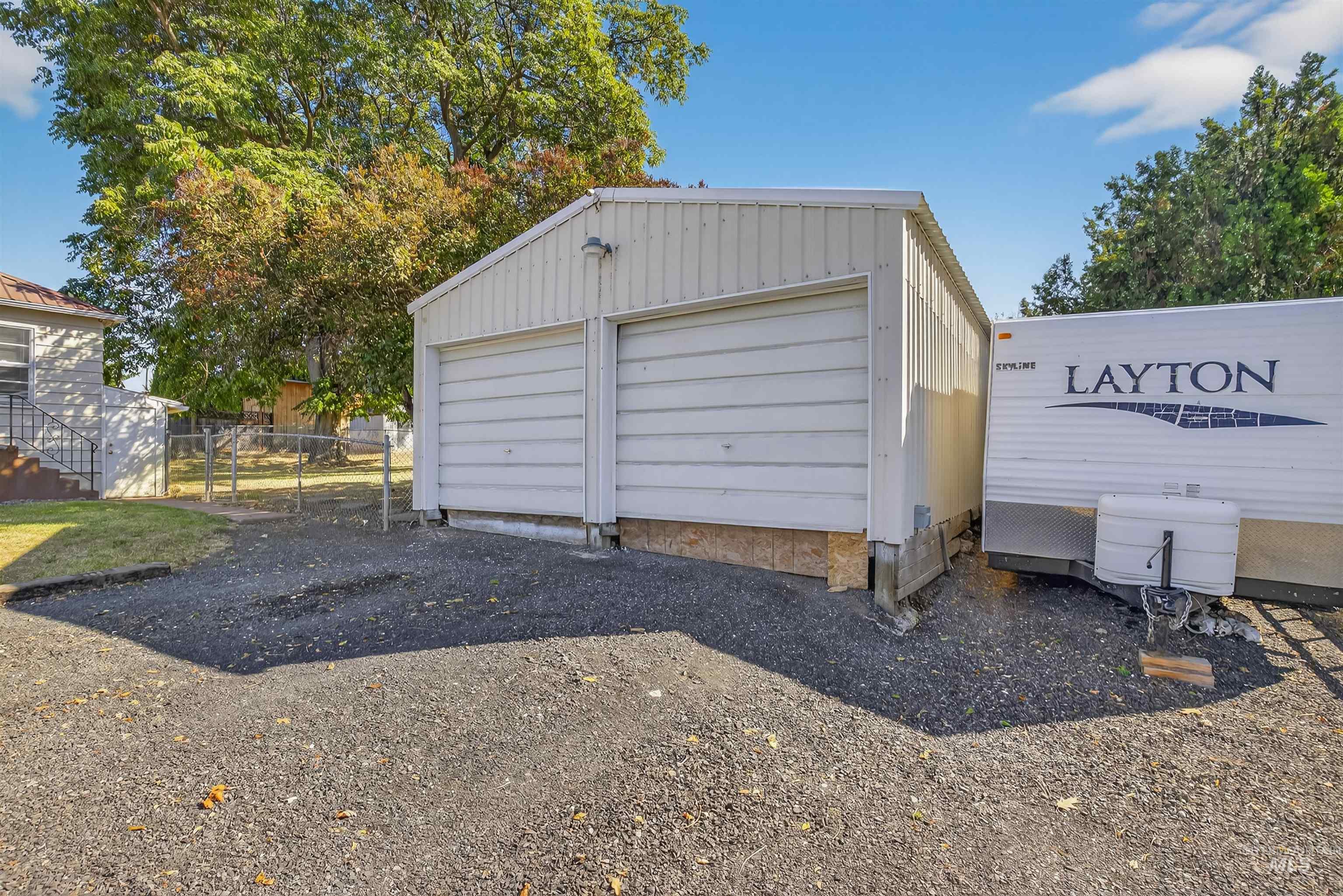 View of detached garage