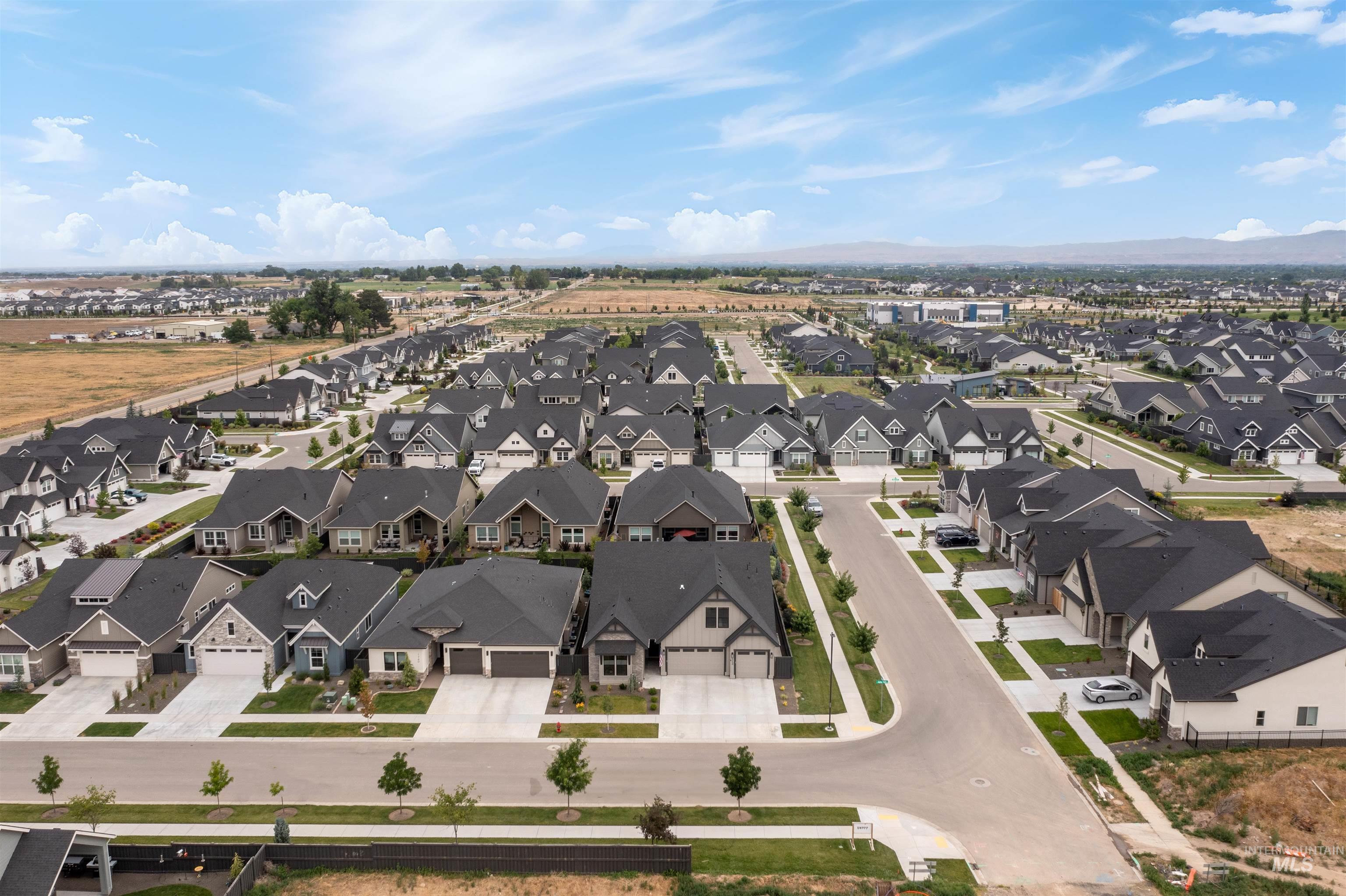 Aerial perspective of suburban area