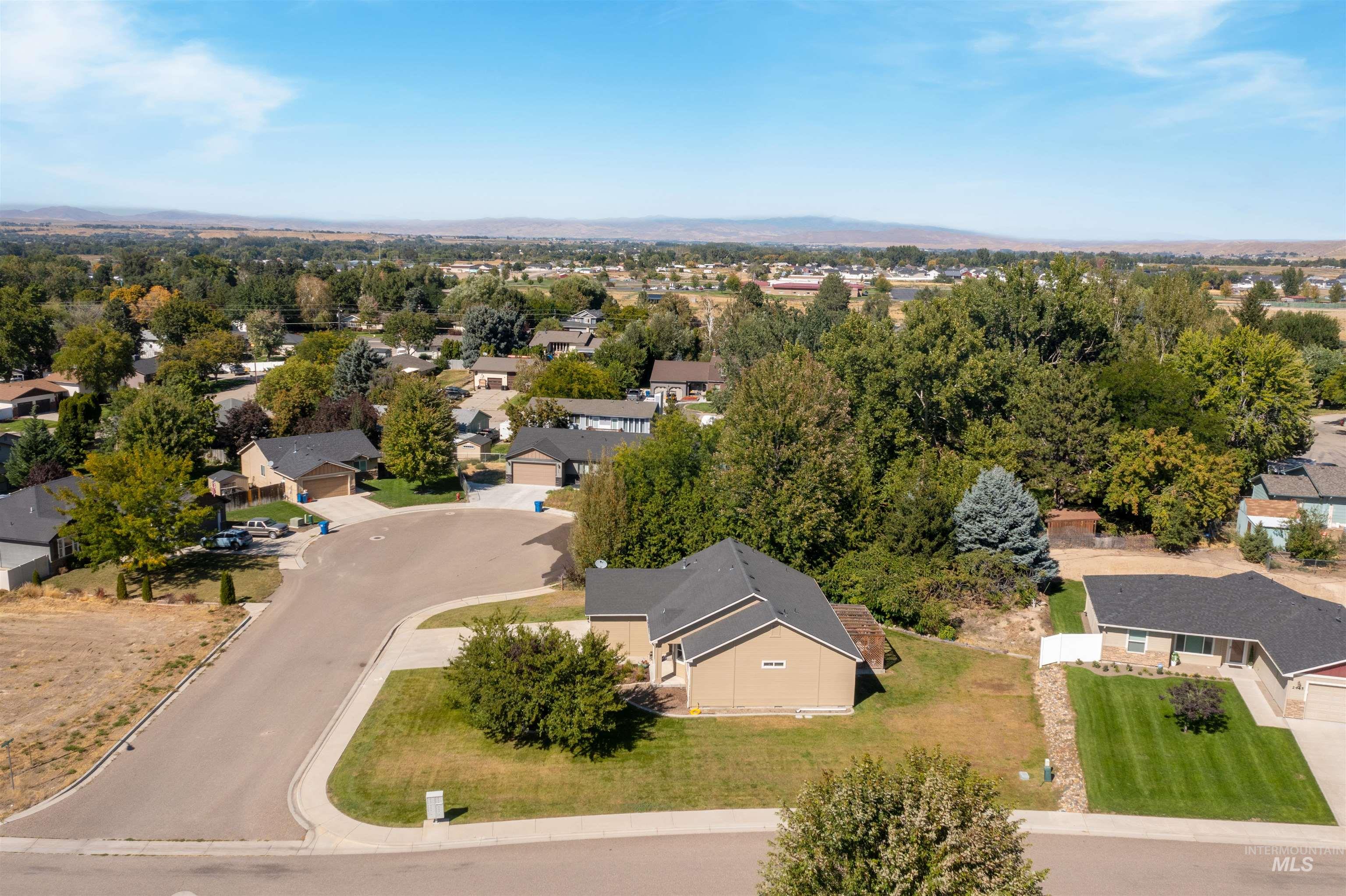 Aerial perspective of suburban area