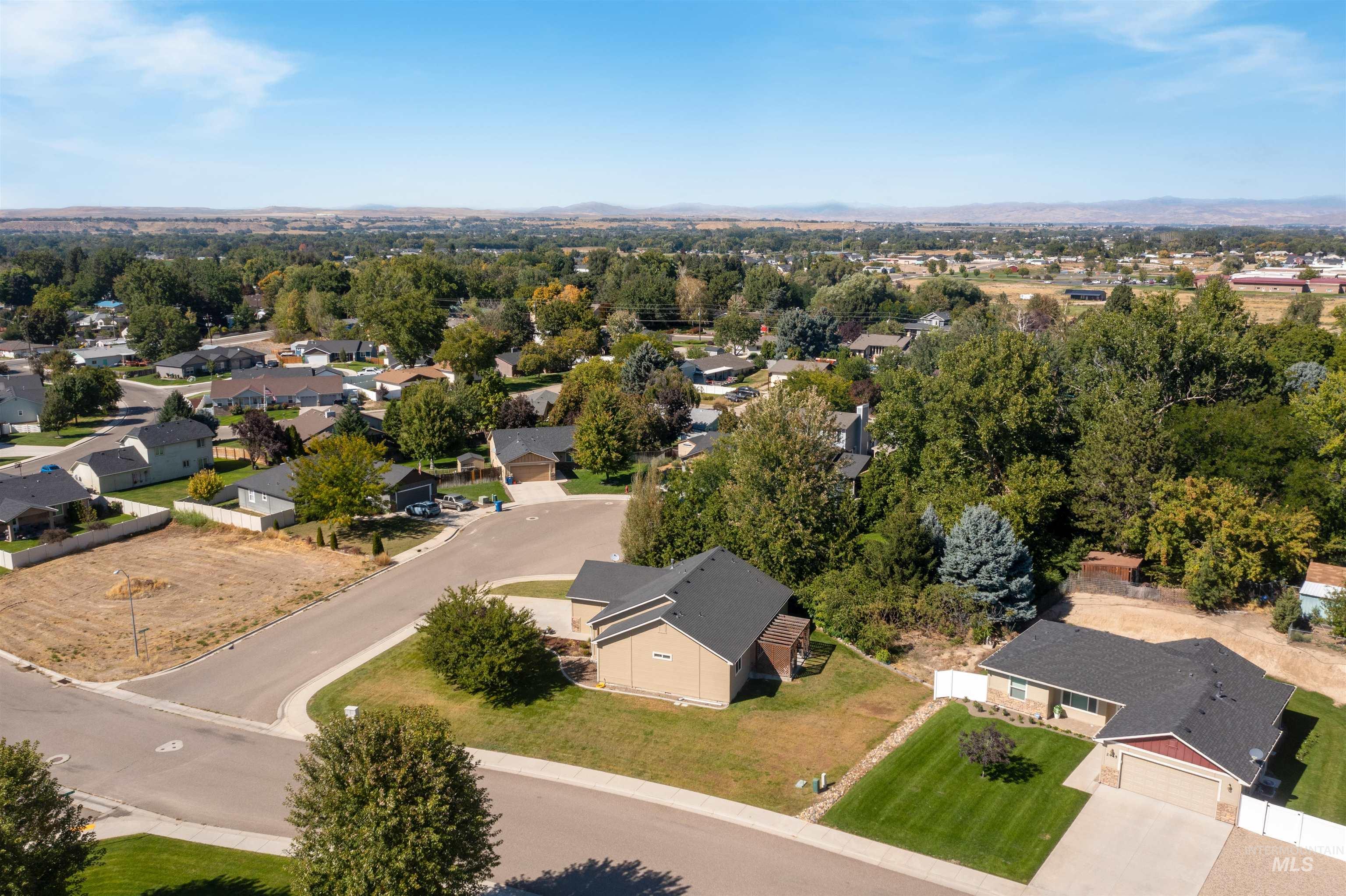 Aerial perspective of suburban area
