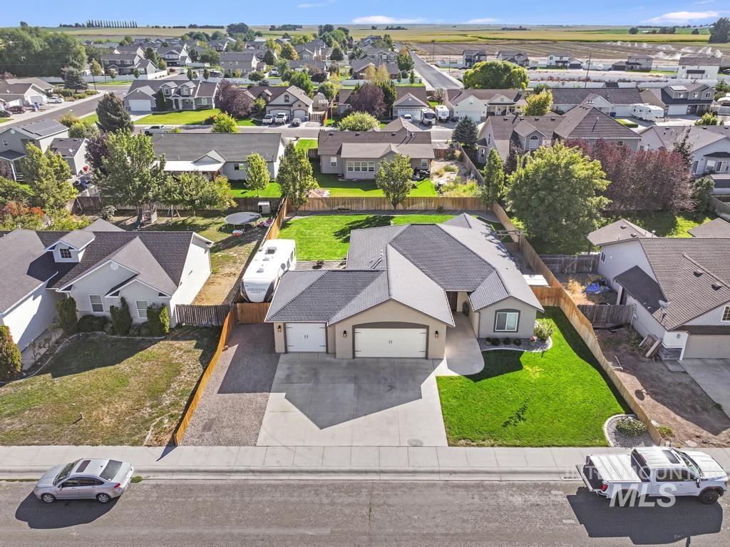 Aerial perspective of suburban area