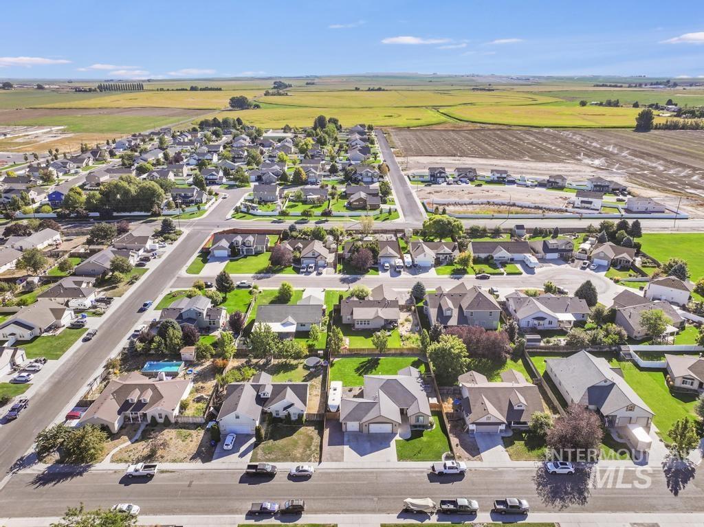 Aerial perspective of suburban area