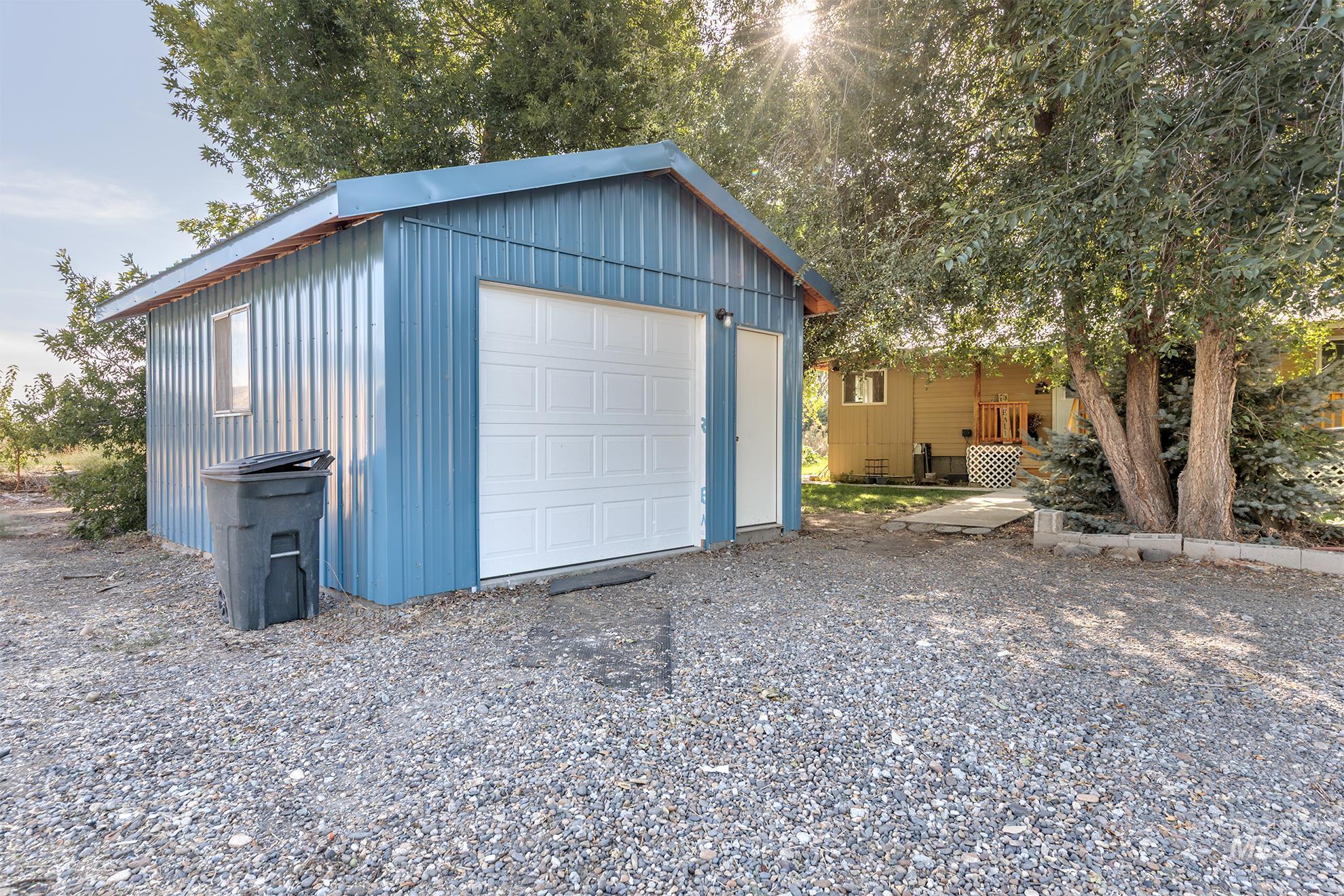 View of detached garage