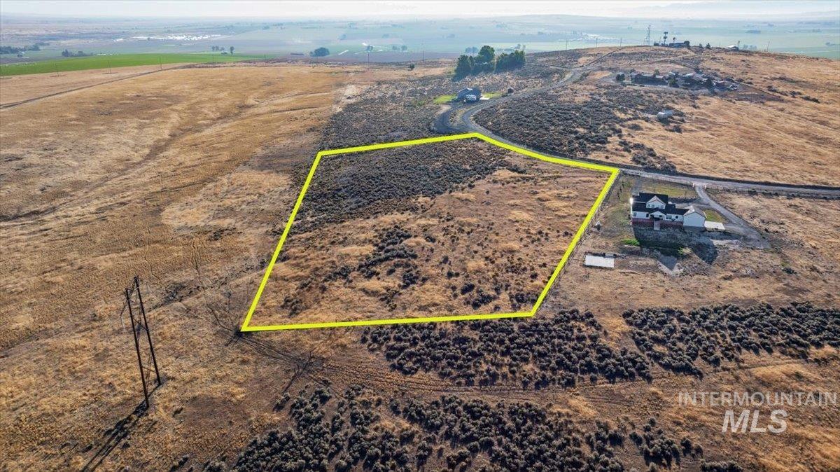 Overview of rural landscape with property boundaries highlighted