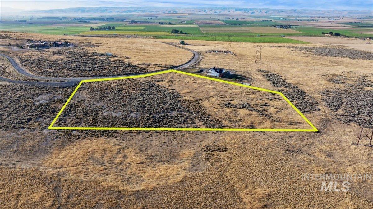 Overview of rural landscape with property boundaries highlighted