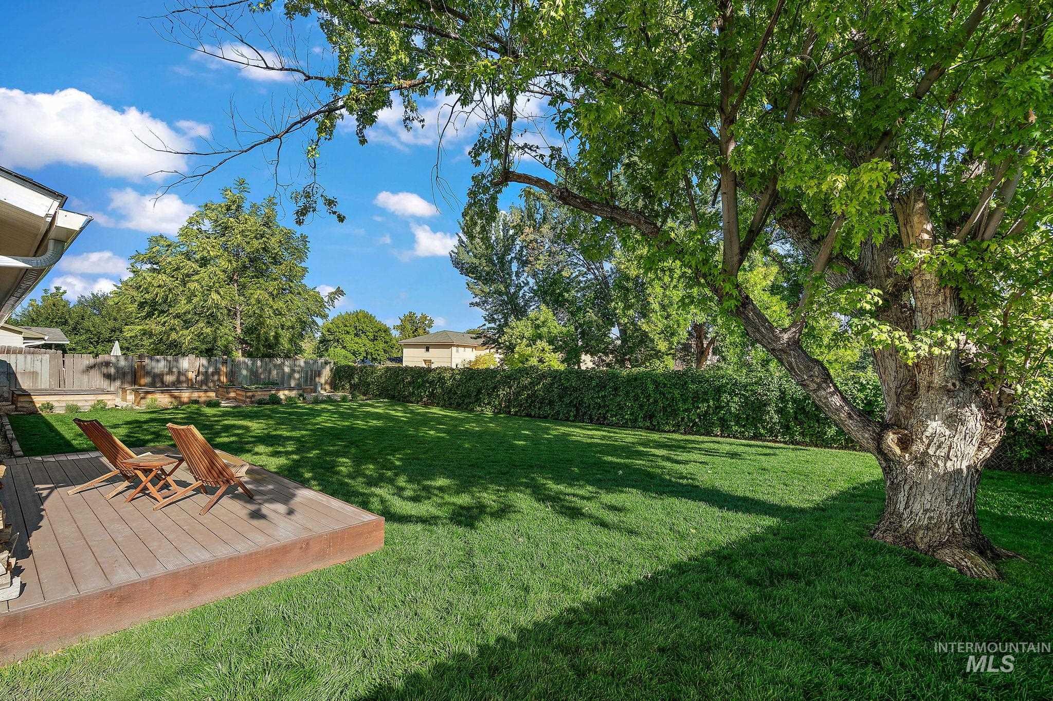 Fenced backyard featuring a wooden deck
