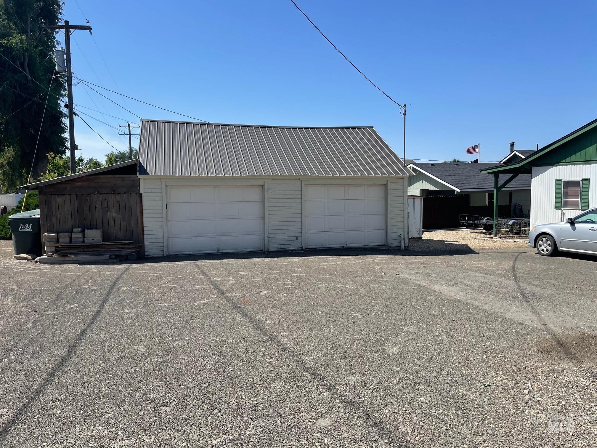 View of detached garage