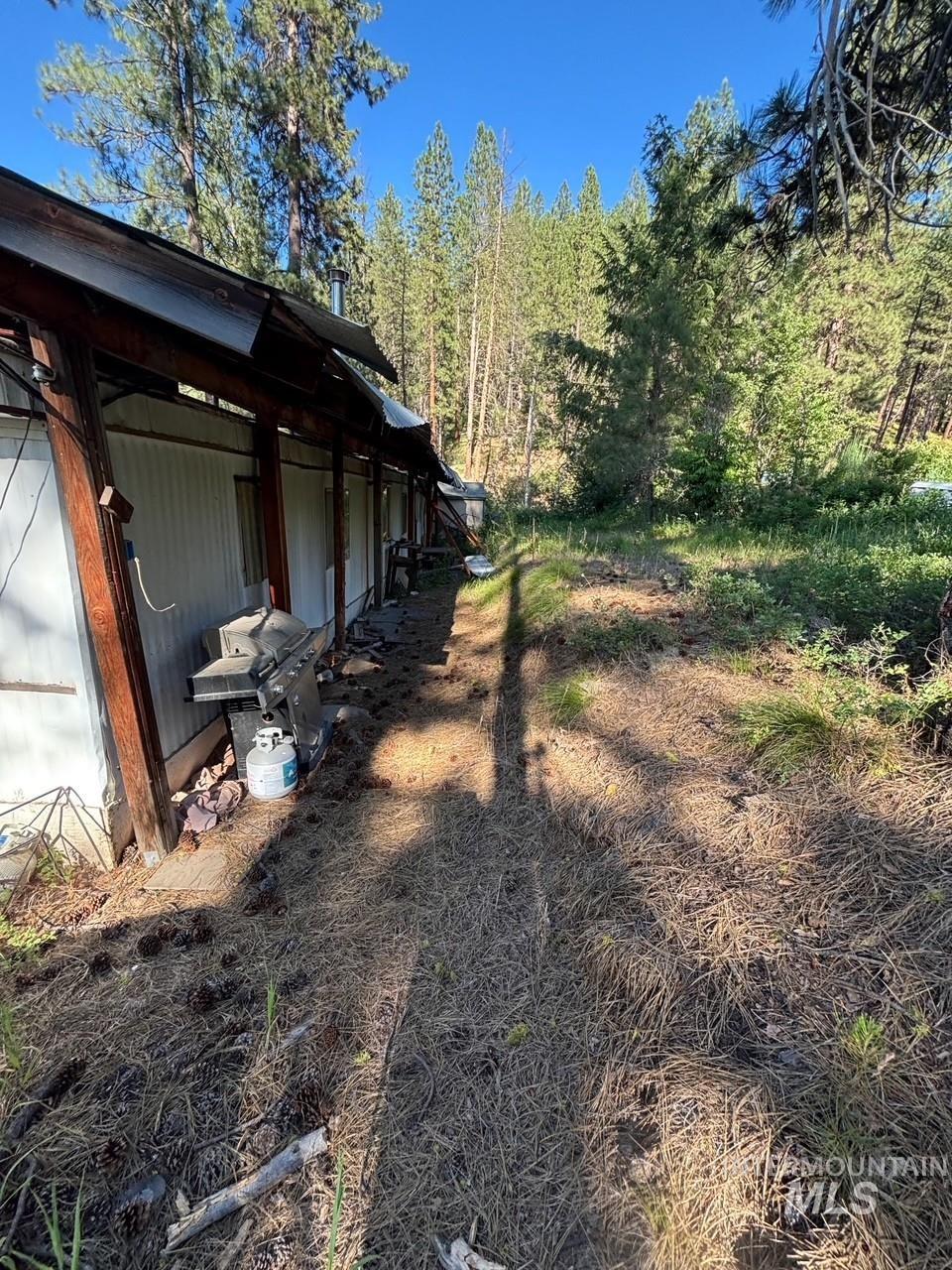 View of yard with a wooded view