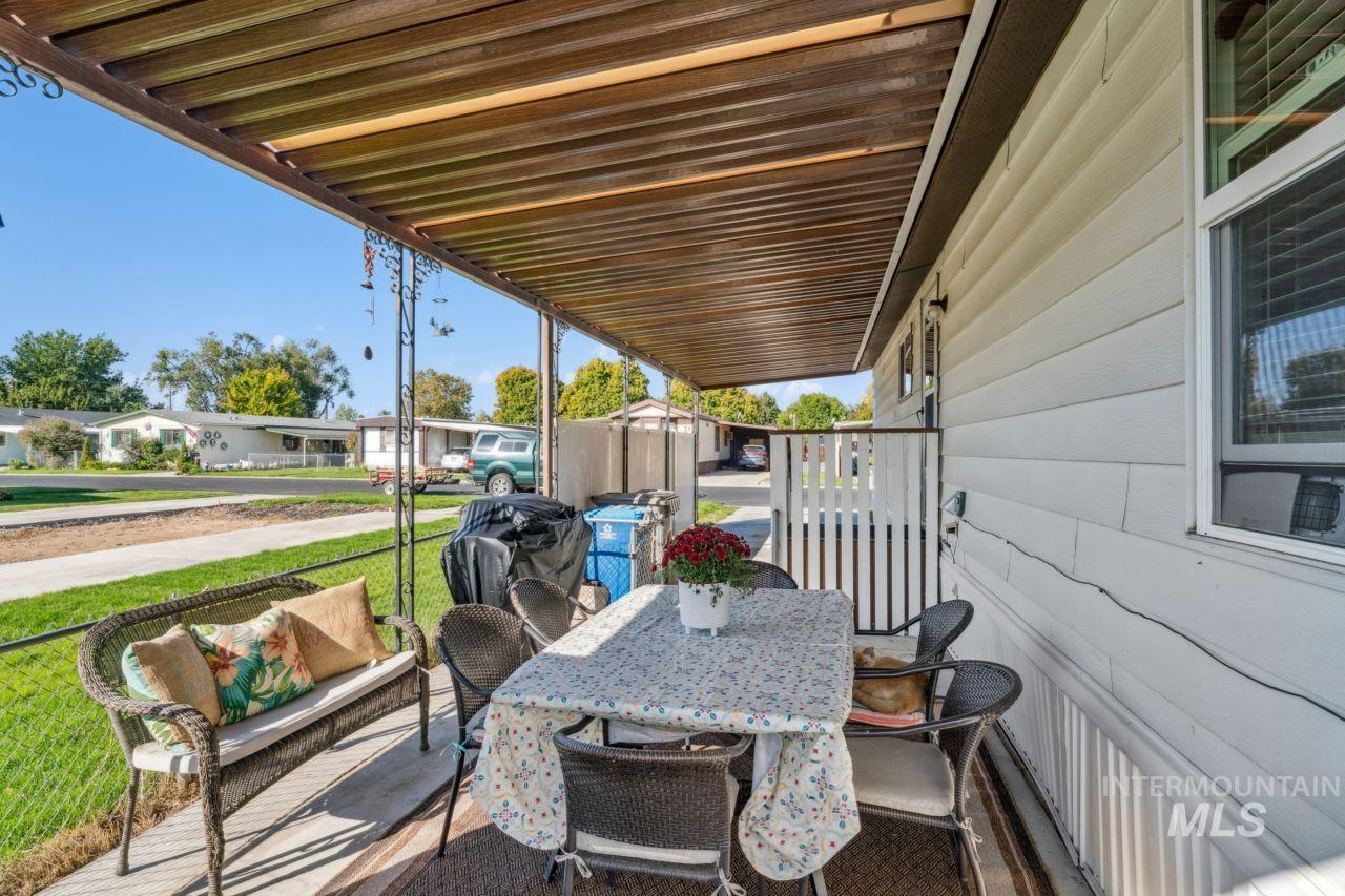 View of patio with outdoor dining space
