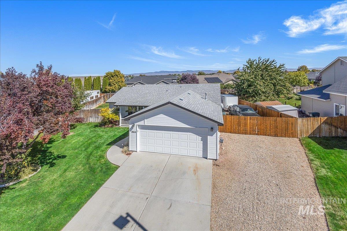 Ariel view showcases the RV drive and fence.
