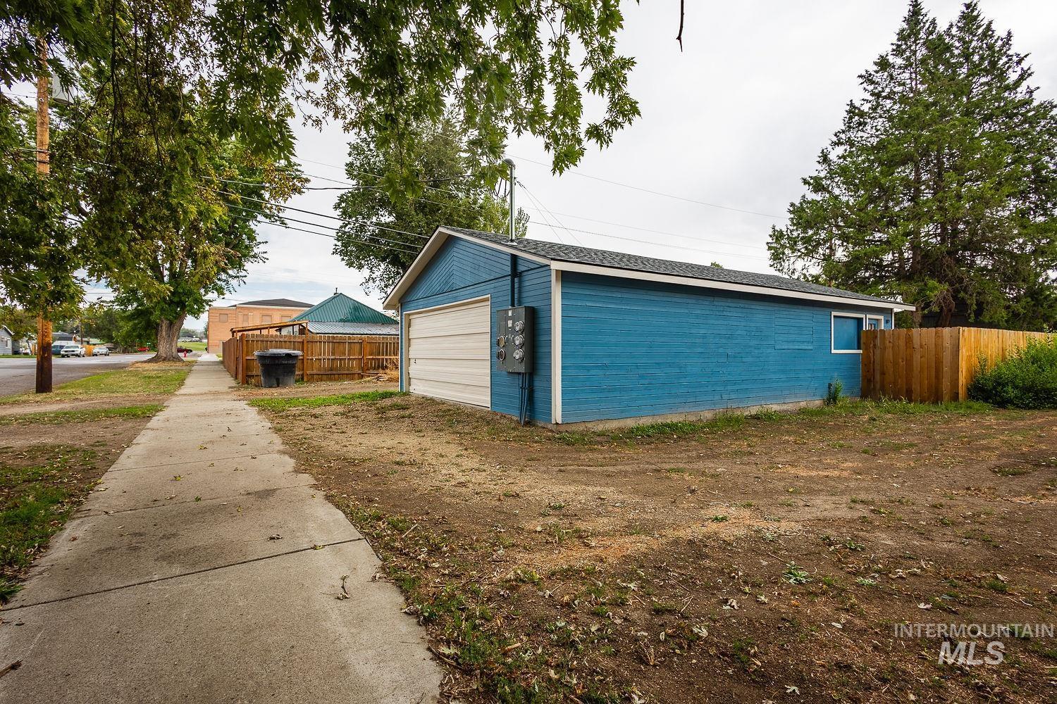View of detached garage
