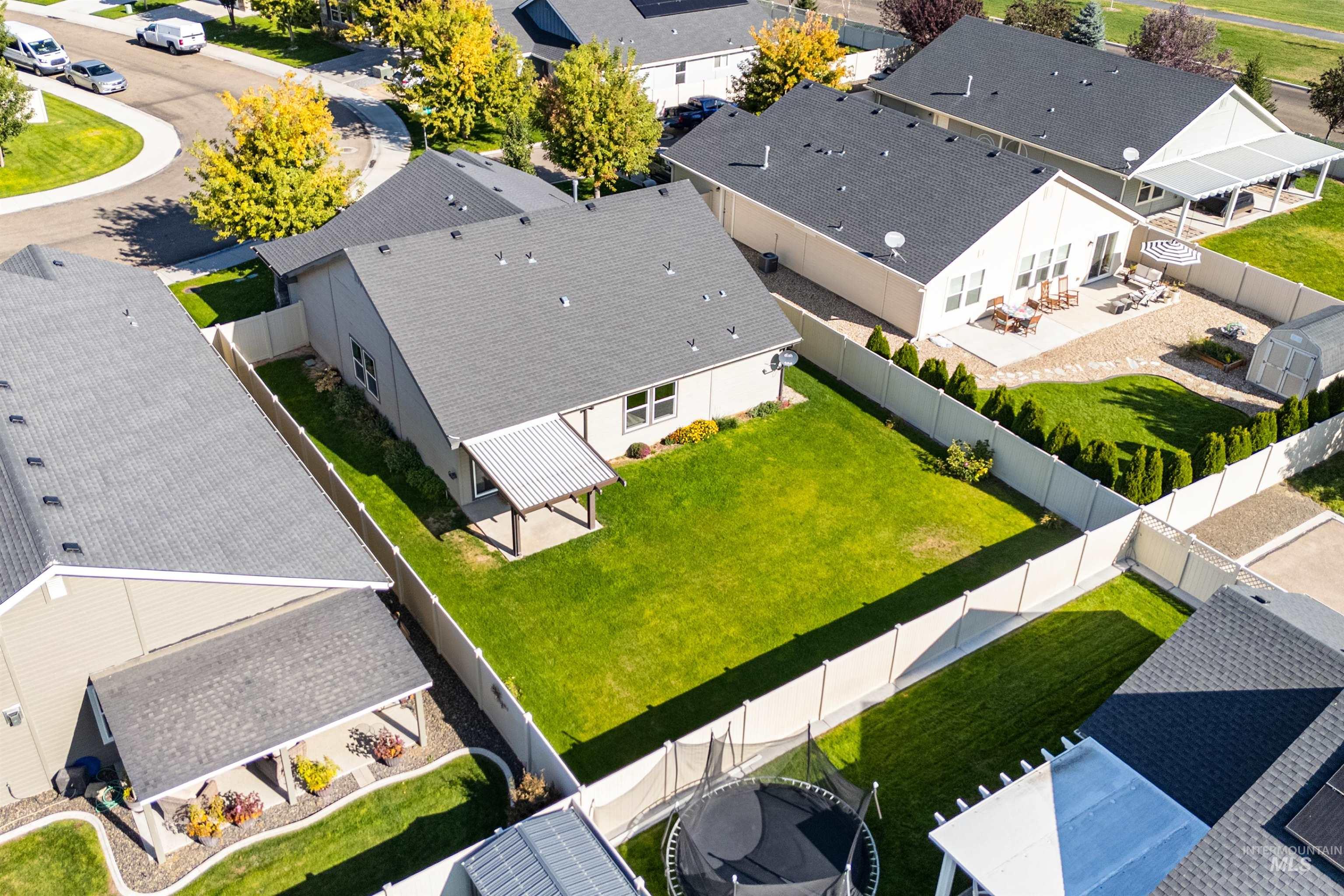 Aerial perspective of suburban area