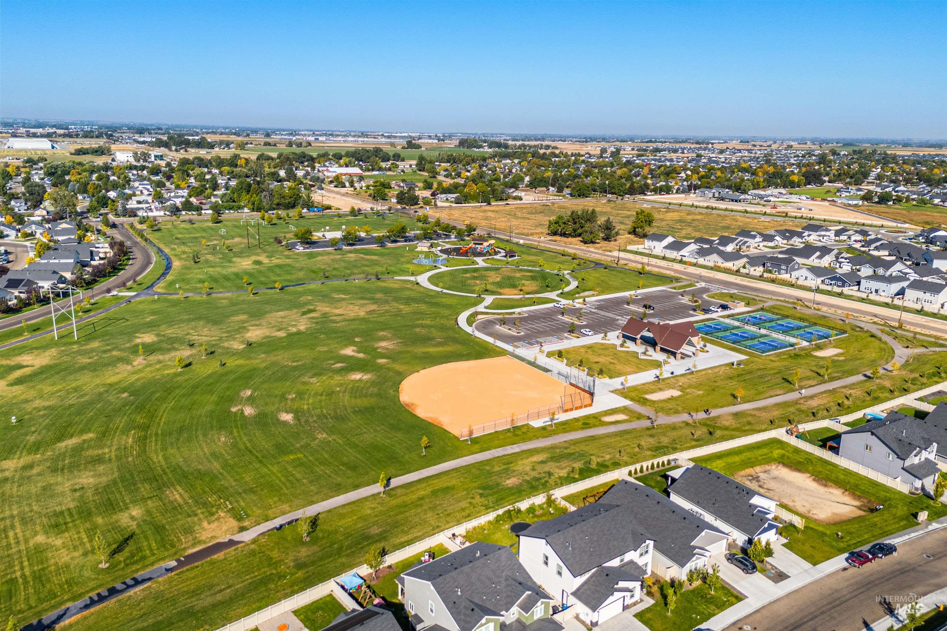 Aerial view of residential area