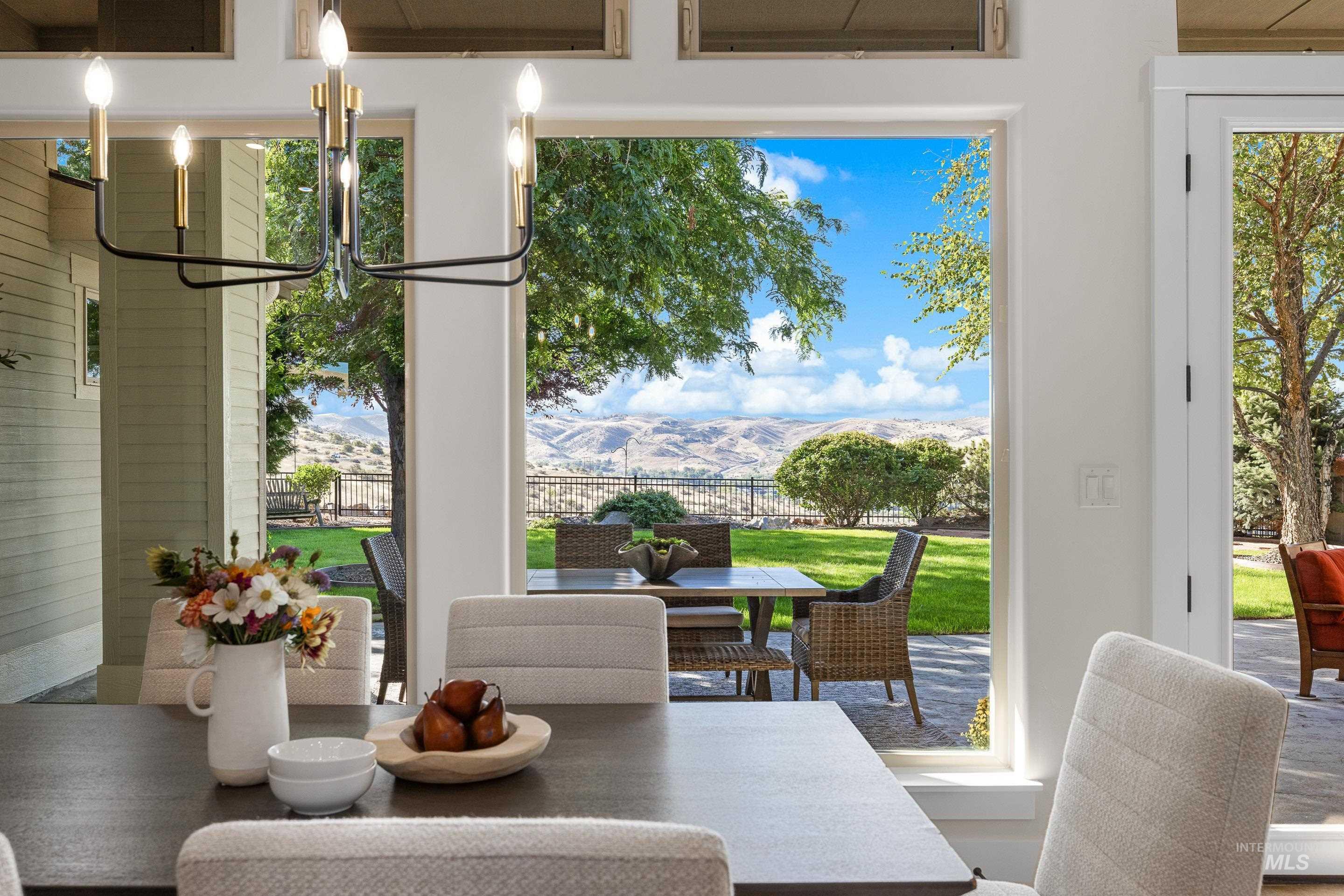 Dining area featuring a mountain view