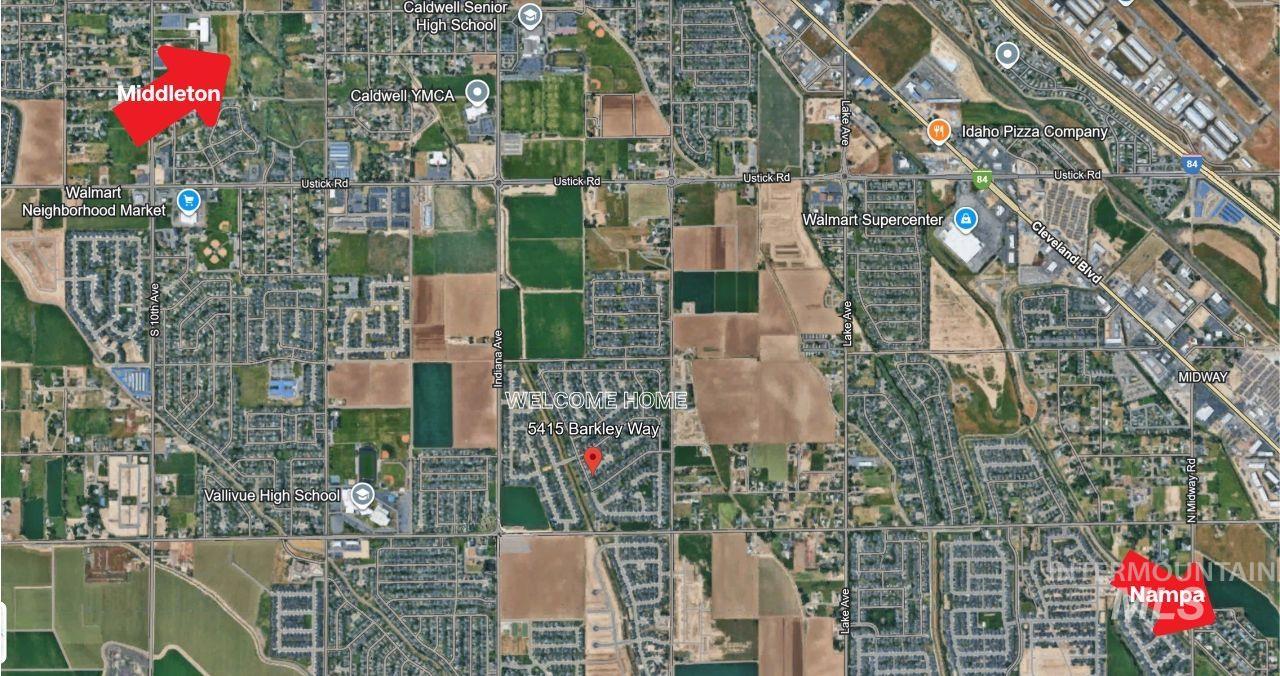 Aerial map of property and surrounding area