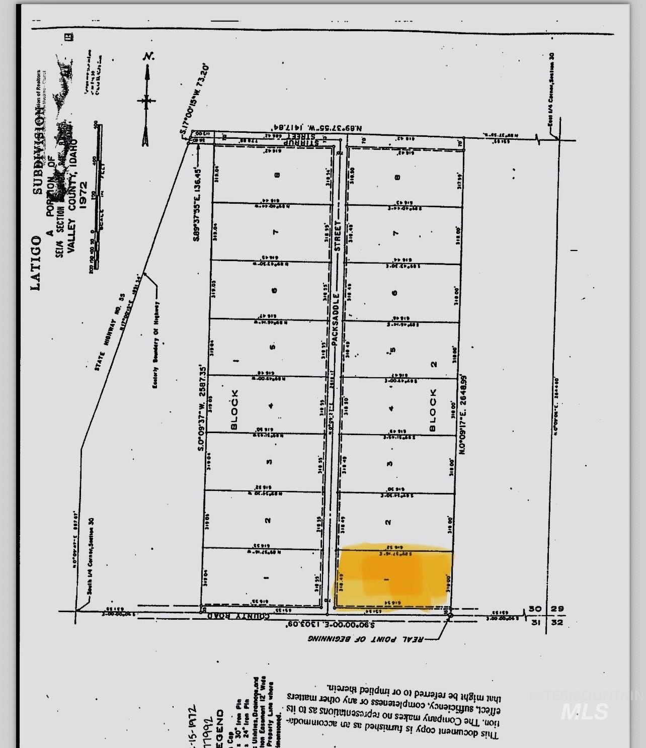 Map showing property parcels