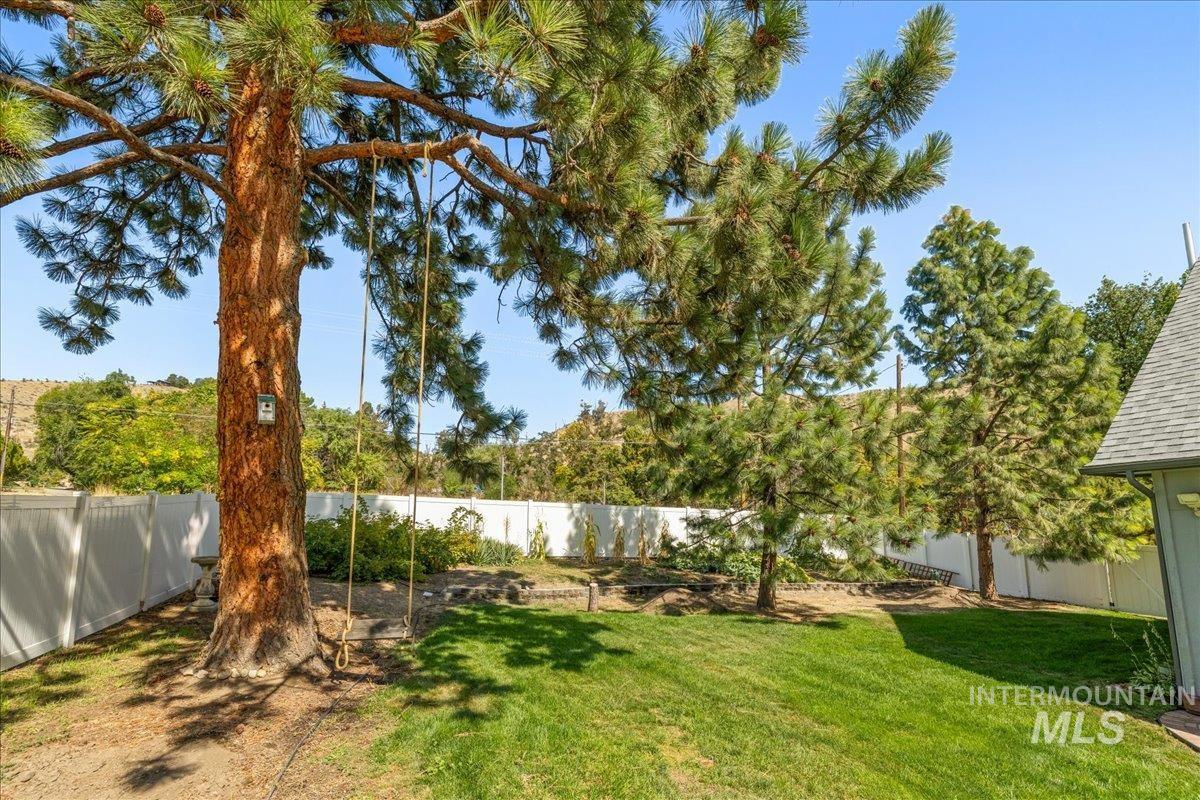 View of fenced backyard