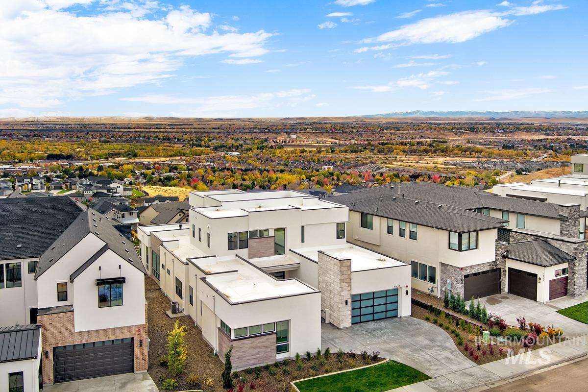 Aerial perspective of suburban area