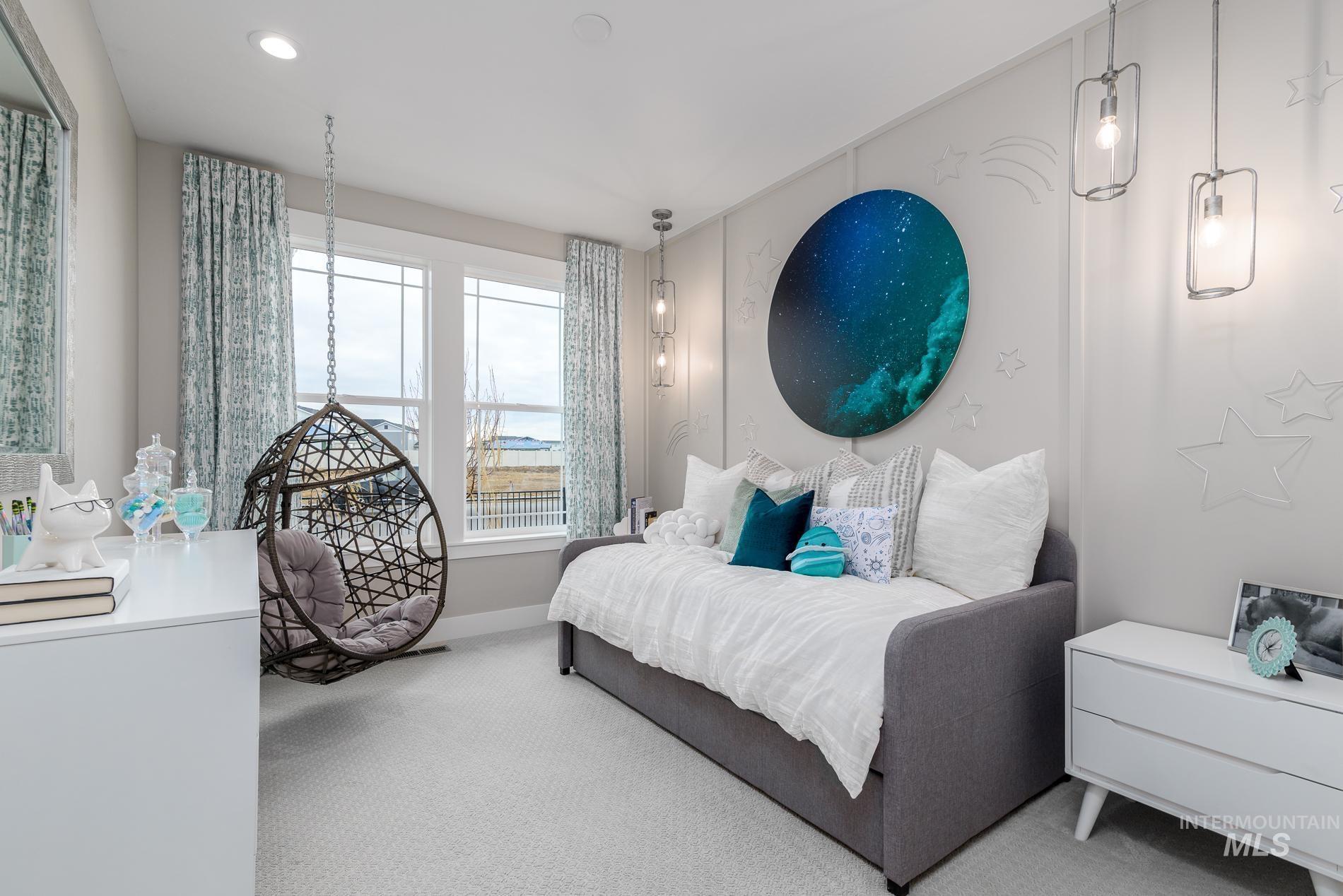 Bedroom with carpet and recessed lighting